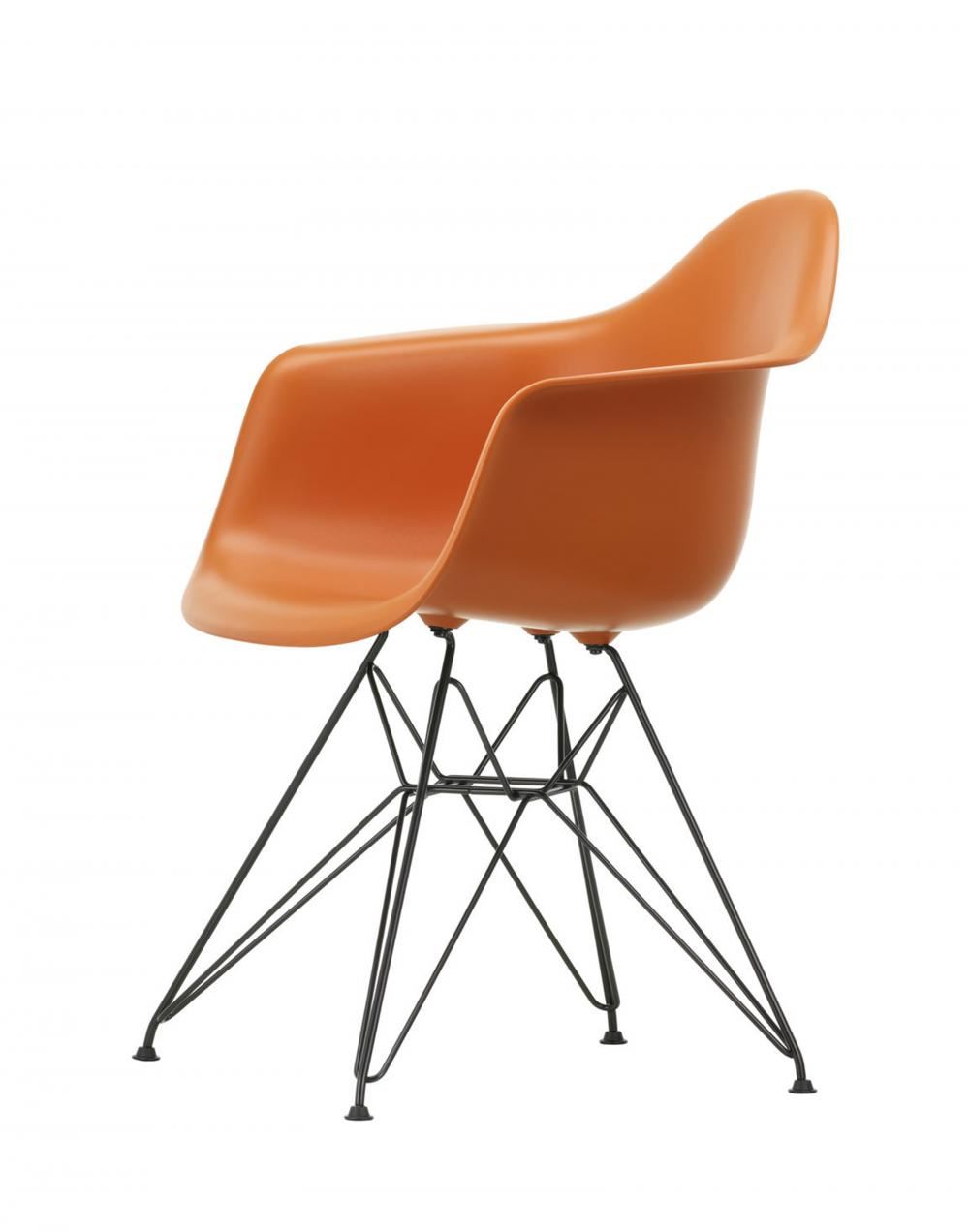 Eames Dar Plastic Armchair Black Rusty Orange