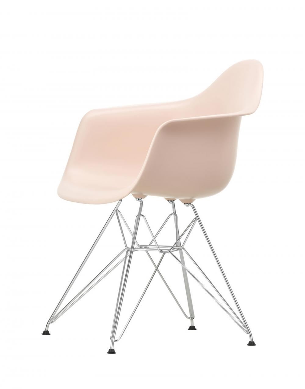 Eames Dar Plastic Armchair Chrome Pale Rose