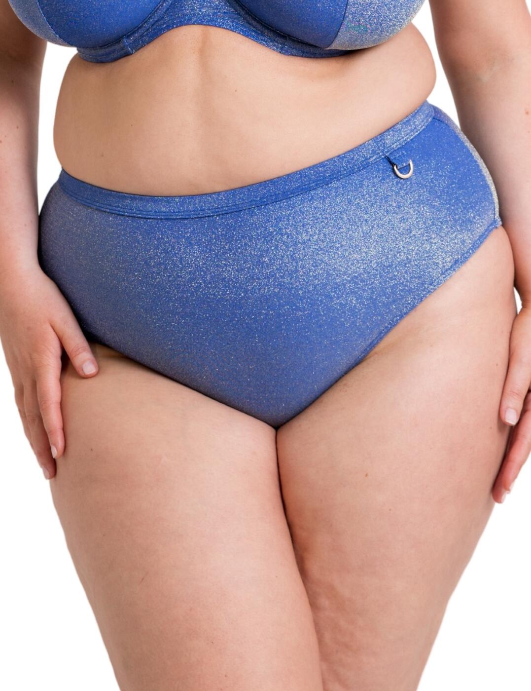 Bring a chic vibe to the pool with these Curvy Kate Sapphire Seas bikini briefs. A glistening fabric adorns the piece with golden D-ring charm details for a stylish touch. These high-waisted briefs offer full rear coverage and a snug fit, combining comfort with confidence and no restrictions! Designed to stay in place with stretchy and durable fabric promising you comfort in and out of the water, this swimwear piece will be a timeless addition to your holiday wardrobe. Pair with the matching Sapphire Seas bikini top for a complete holiday look.