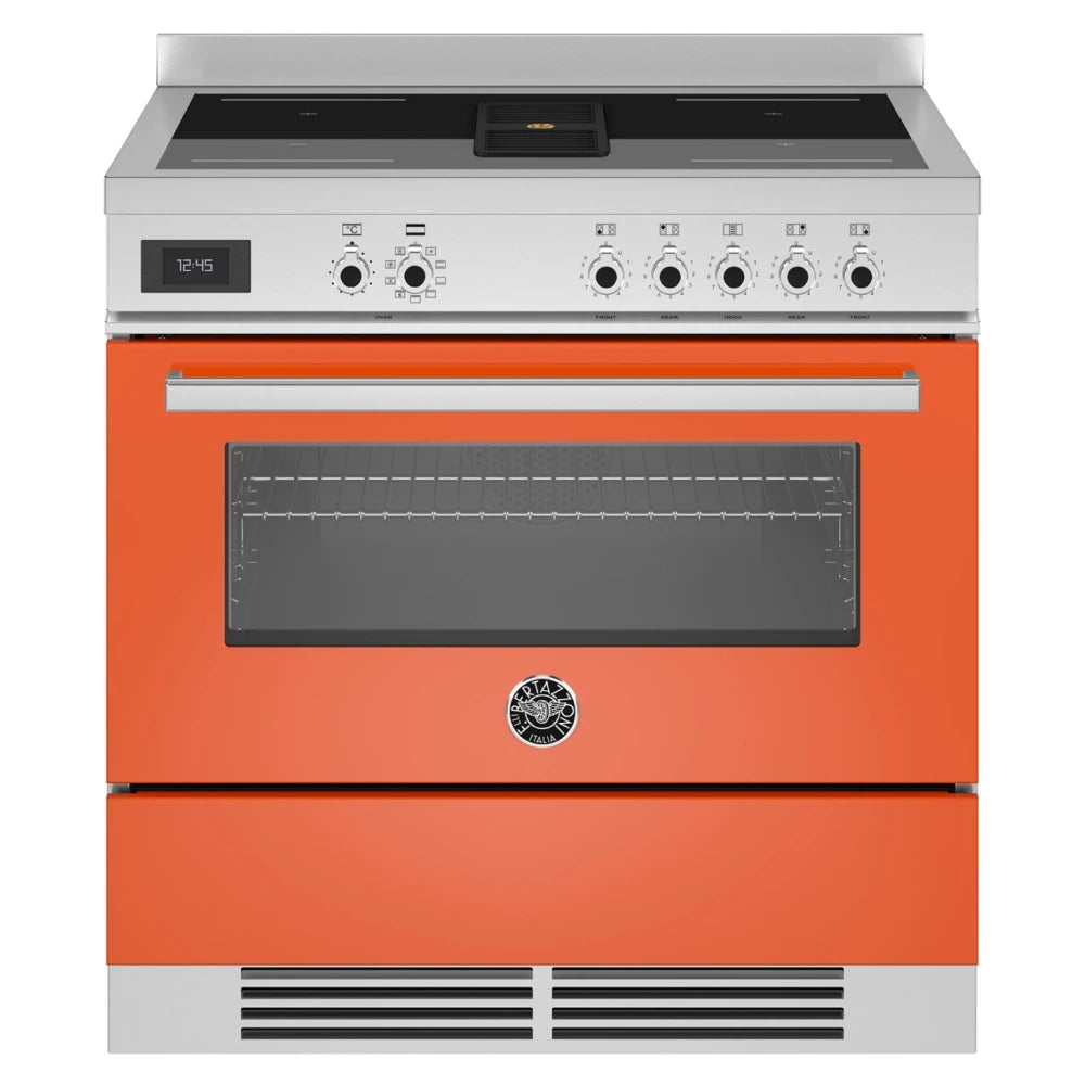Bertazzoni Proch94i1eart 90cm Professional Airtec Induction Range Cooker With Integrated Extraction 8211 Orange
