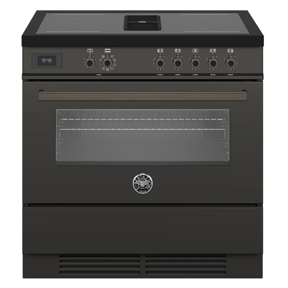 Bertazzoni Proch94i1ecat 90cm Professional Airtec Induction Range Cooker With Integrated Extraction 8211 Carbonio