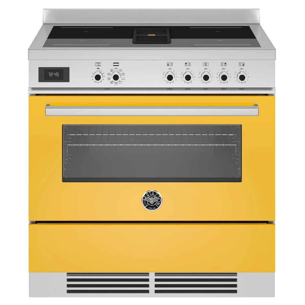 Bertazzoni Proch94i1egit 90cm Professional Airtec Induction Range Cooker With Integrated Extraction 8211 Yellow
