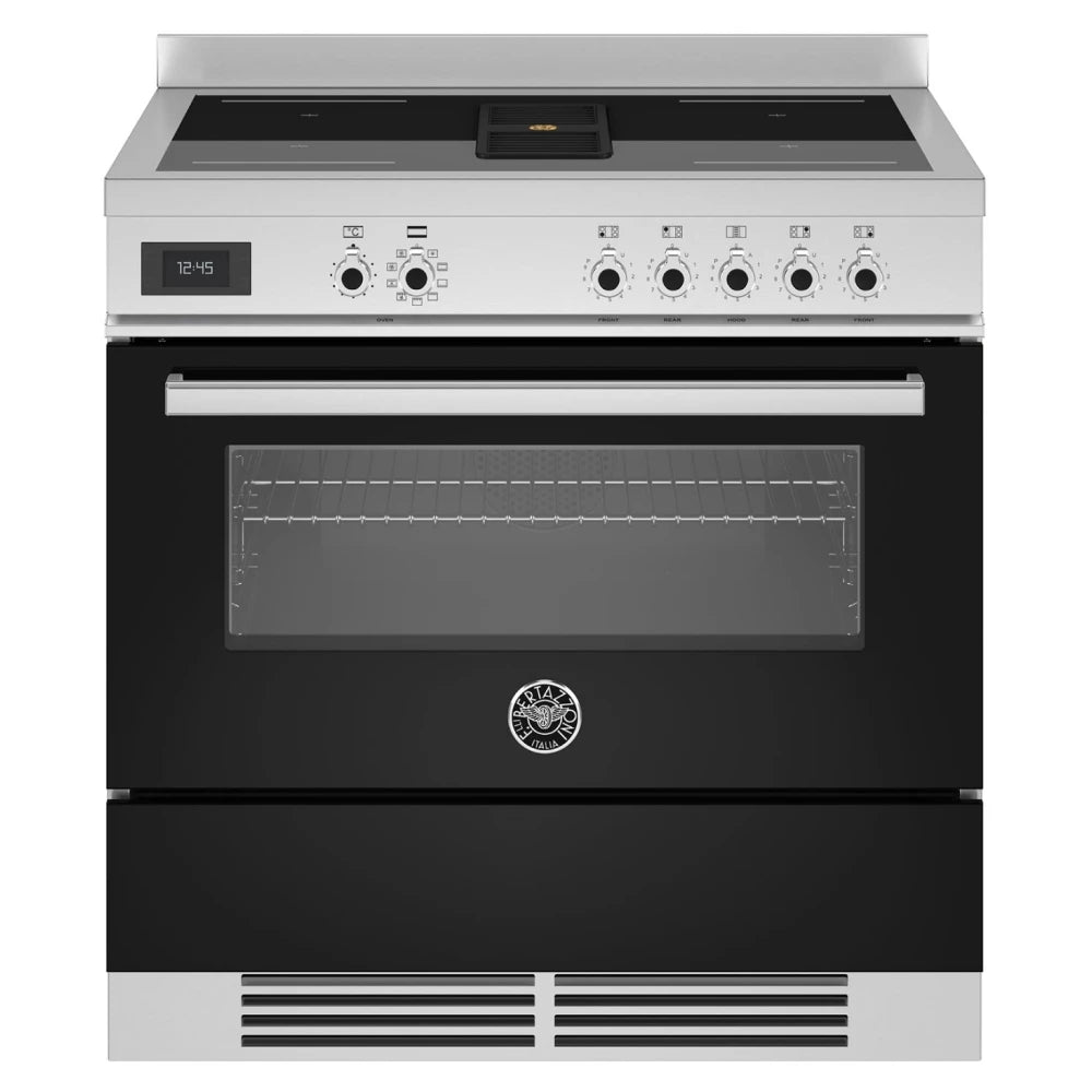 Bertazzoni Proch94i1enet 90cm Professional Airtec Induction Range Cooker With Integrated Extraction 8211 Black
