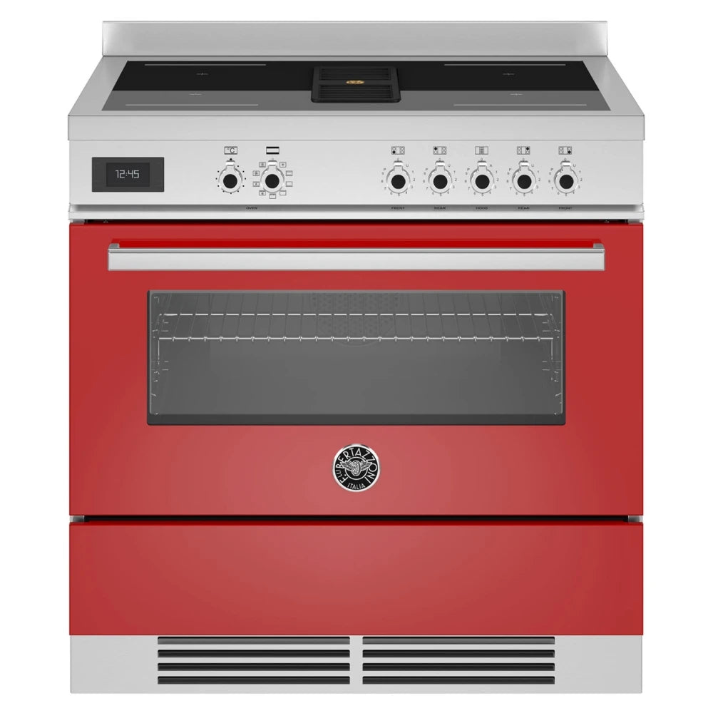 Bertazzoni Proch94i1erot 90cm Professional Airtec Induction Range Cooker With Integrated Extraction 8211 Red