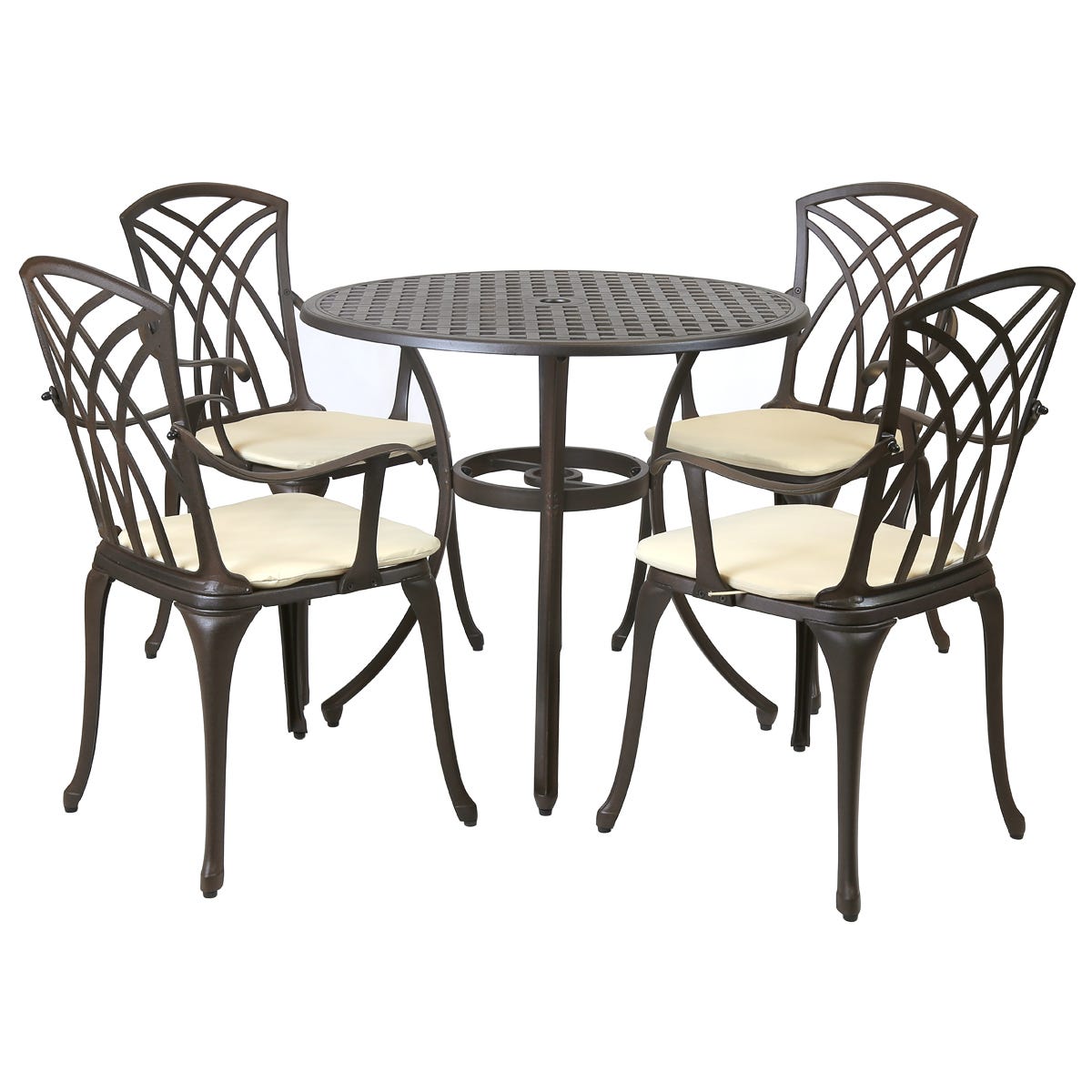 Bentley Garden Cast Aluminium Stamford 5 Piece Furniture Set With Cushions