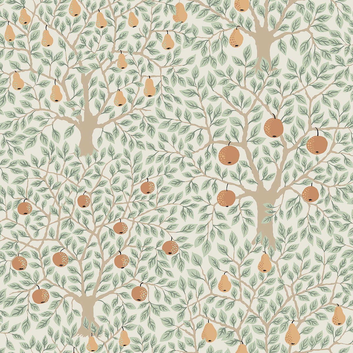 Galerie Apelviken 2 White Green Apples & Pears Smooth Wallpaper