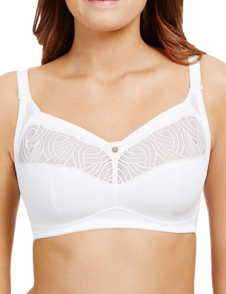 This gorgeously feminine soft cups bra is from the Heaven range by Berlei. Created in wonderfully soft microfibre which is both light and supportive. This bra offers full coverage. Non-wired cups offer extra comfort whilst adjustable straps offer a personalized fit. A graphic, chic embroidery, it really is one not to be missed. The mix of the microfibre cups and soft straps add extra comfort. A centre front bow and a Berlei logo detail complete this bra. Pair with matching coordinates from the Heaven range to complete this look.  Gorgeously feminine Soft cups Non-wired cups Adjustable straps Soft microfibre Light and supportive Full coverage Graphic, chic embroidery Soft straps Centre front bow Berlei logo detail Matching coordinates available Composition:- 66% Polyamide &pipe; 18% Elastane &pipe; 16% Polyester Listed in UK Sizes  43113-78895-1053710 B5077 Soft Cup Bra 