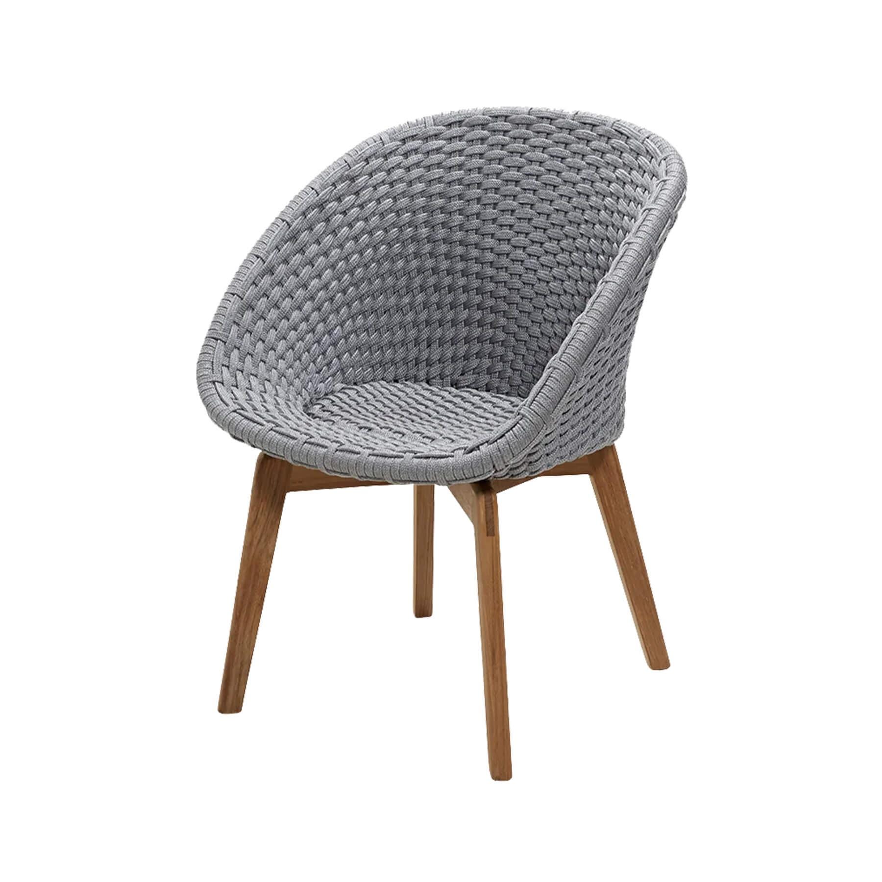 Caneline Peacock Outdoor Chair Light Grey And Teak Legs No Cushion