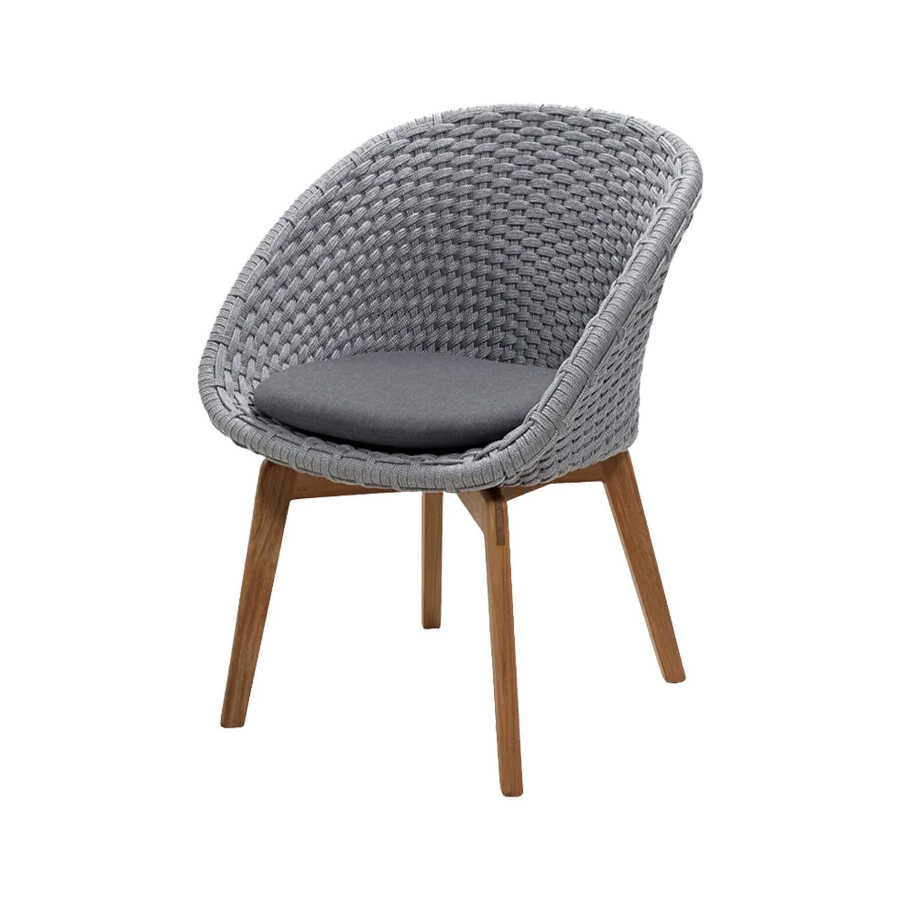 Caneline Peacock Outdoor Chair Light Grey And Teak Legs Natte Grey Cushion