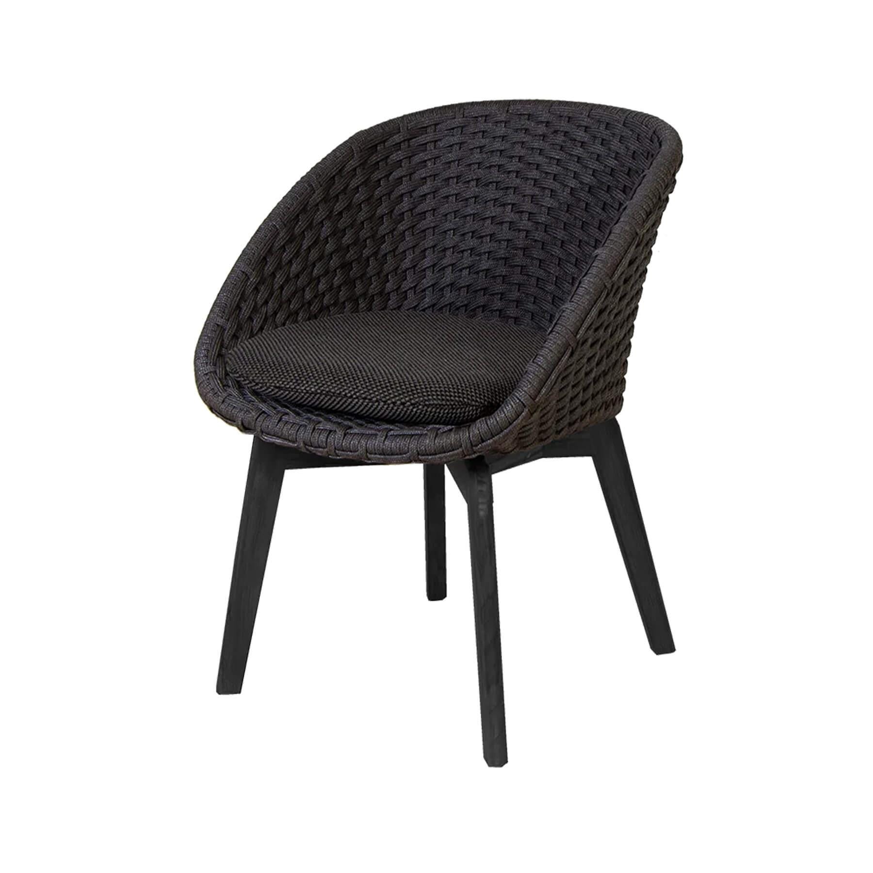 Caneline Peacock Outdoor Chair Black And Aluminium Legs Dark Grey Cushion