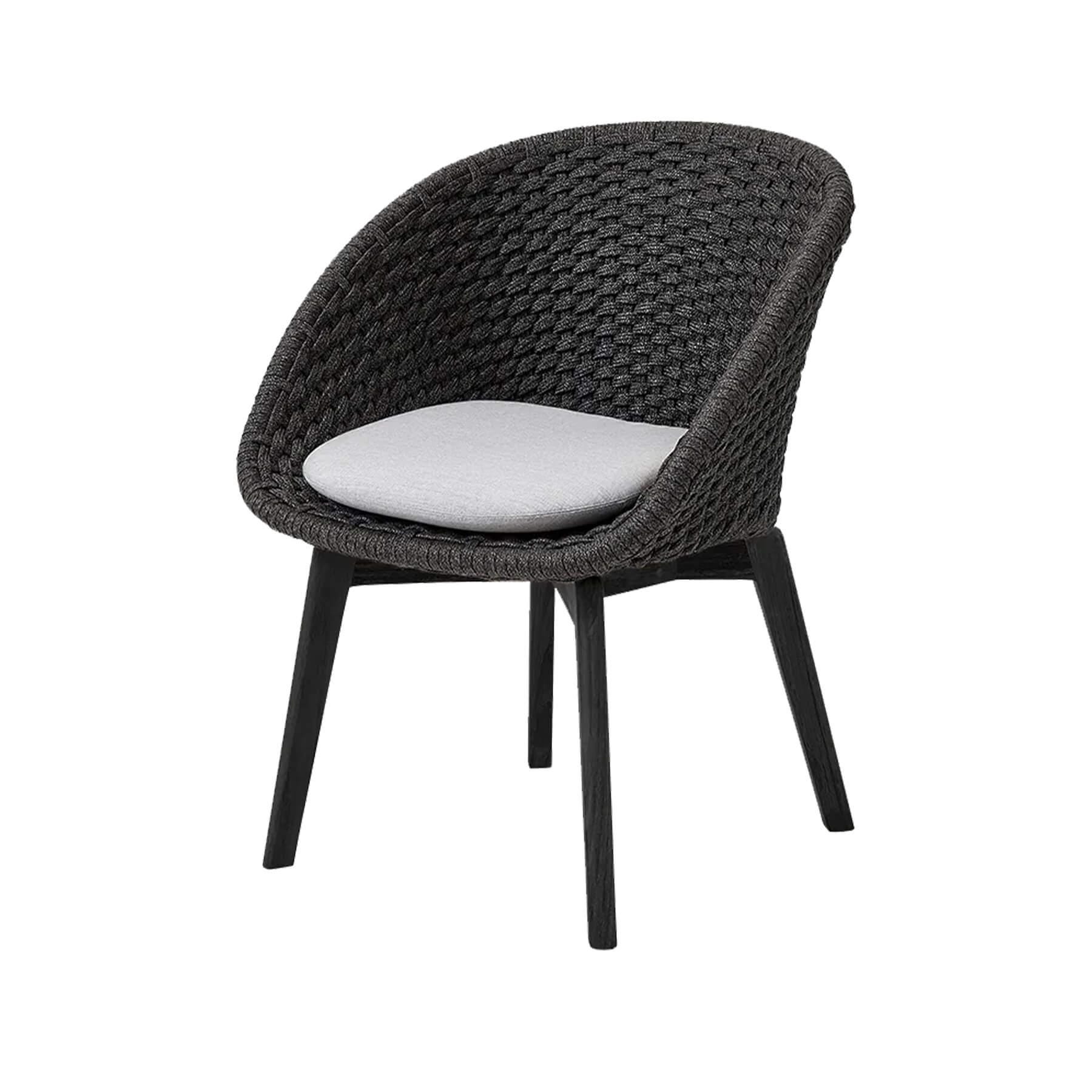 Caneline Peacock Outdoor Chair Black And Aluminium Legs Natte Light Grey Cushion