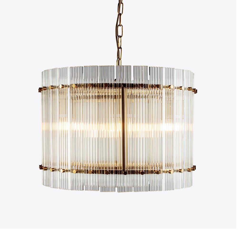 Pure White Lines San Francisco Chandelier Small Brass Brassgold