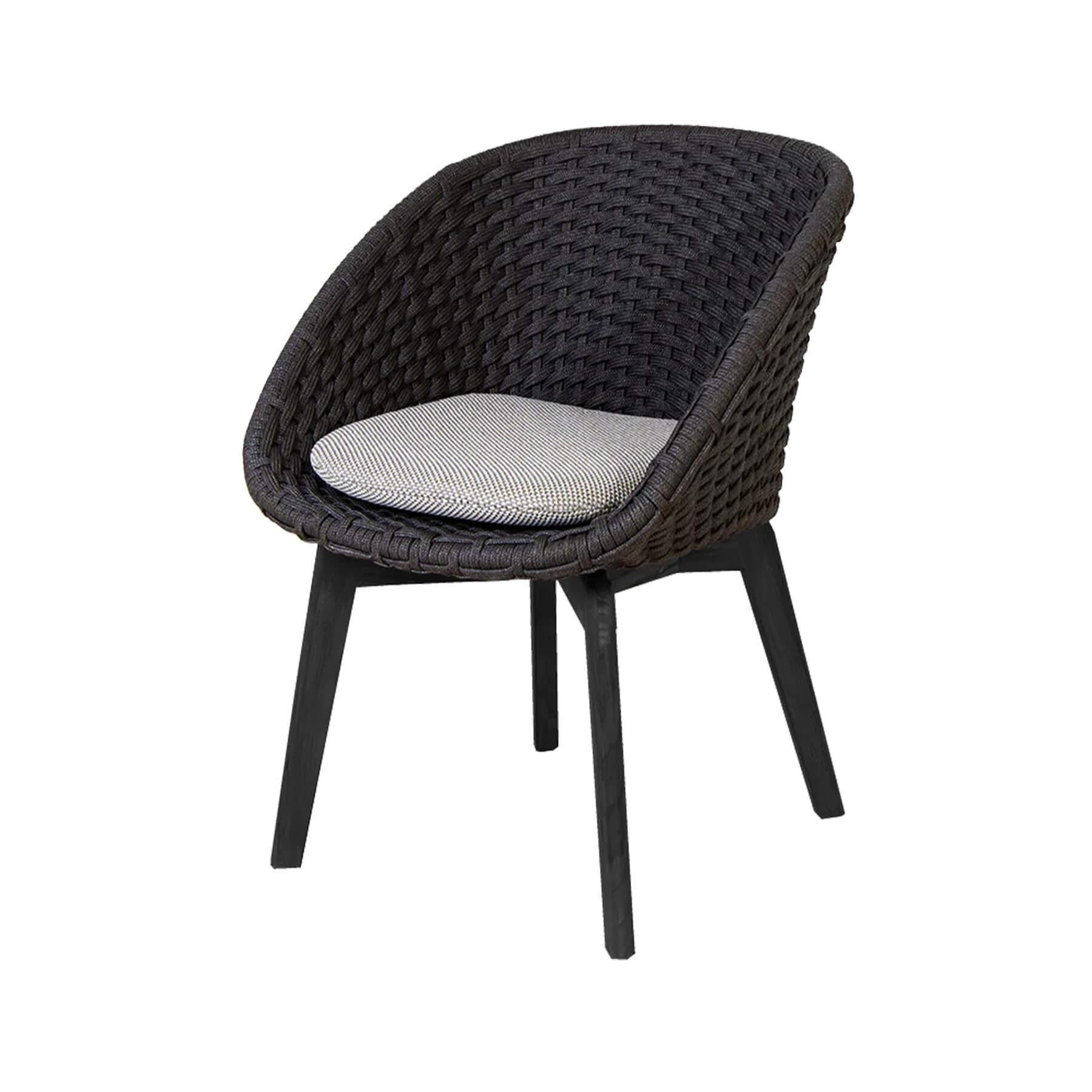 Caneline Peacock Outdoor Chair Black And Aluminium Legs Light Grey Cushion