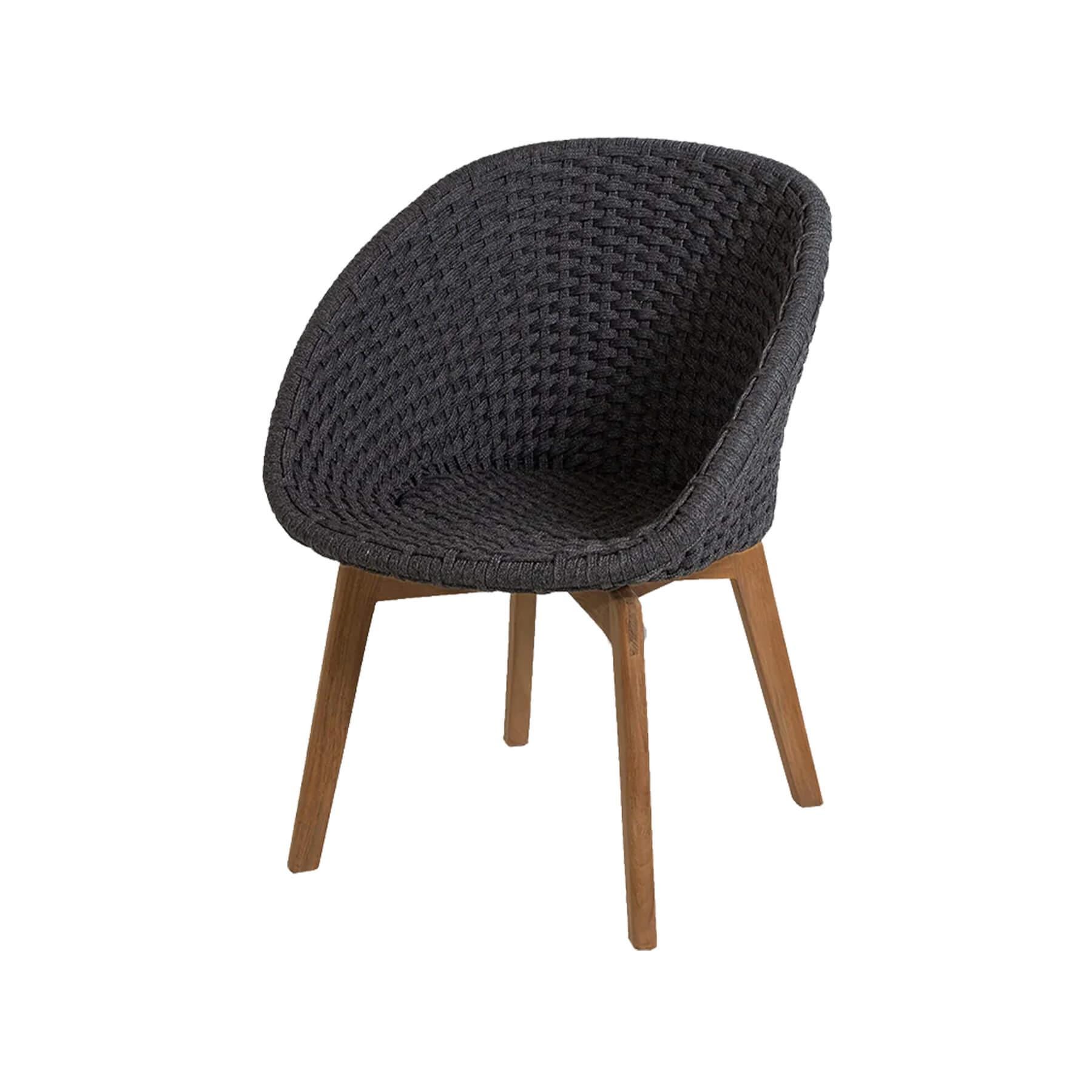 Caneline Peacock Outdoor Chair Dark Grey And Teak Legs No Cushion