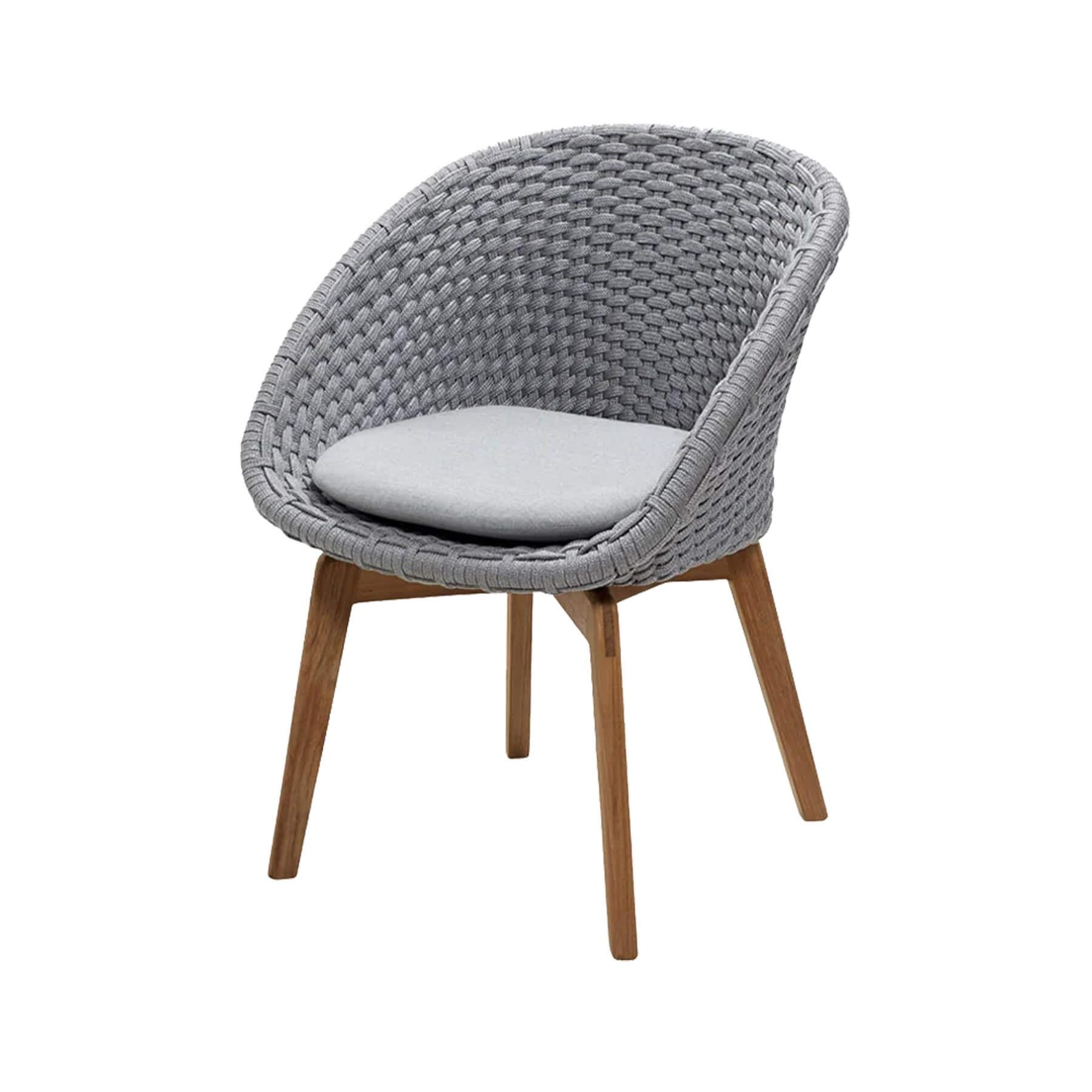 Caneline Peacock Outdoor Chair Light Grey And Teak Legs Natte Light Grey Cushion