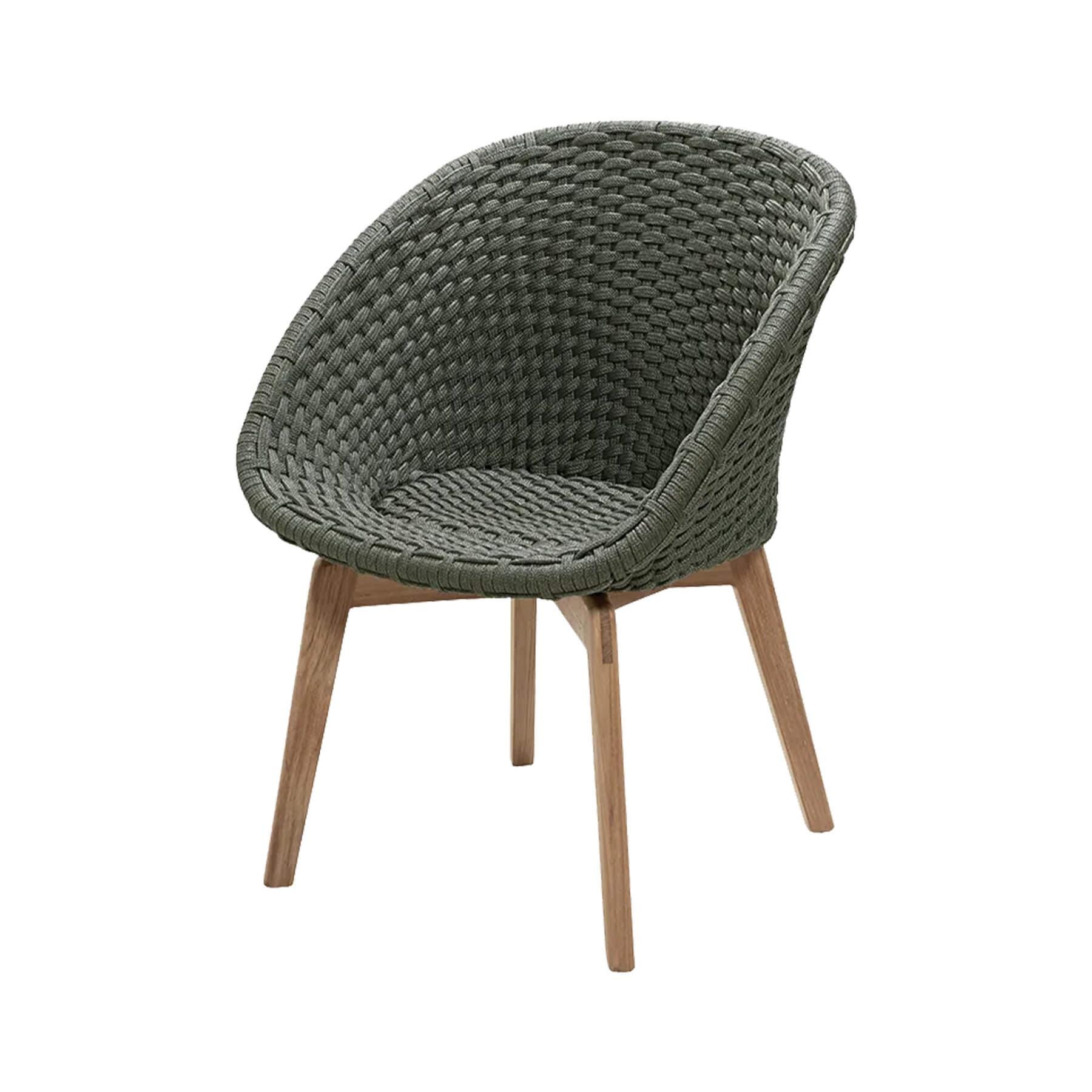 Caneline Peacock Outdoor Chair Dark Green And Teak Legs No Cushion