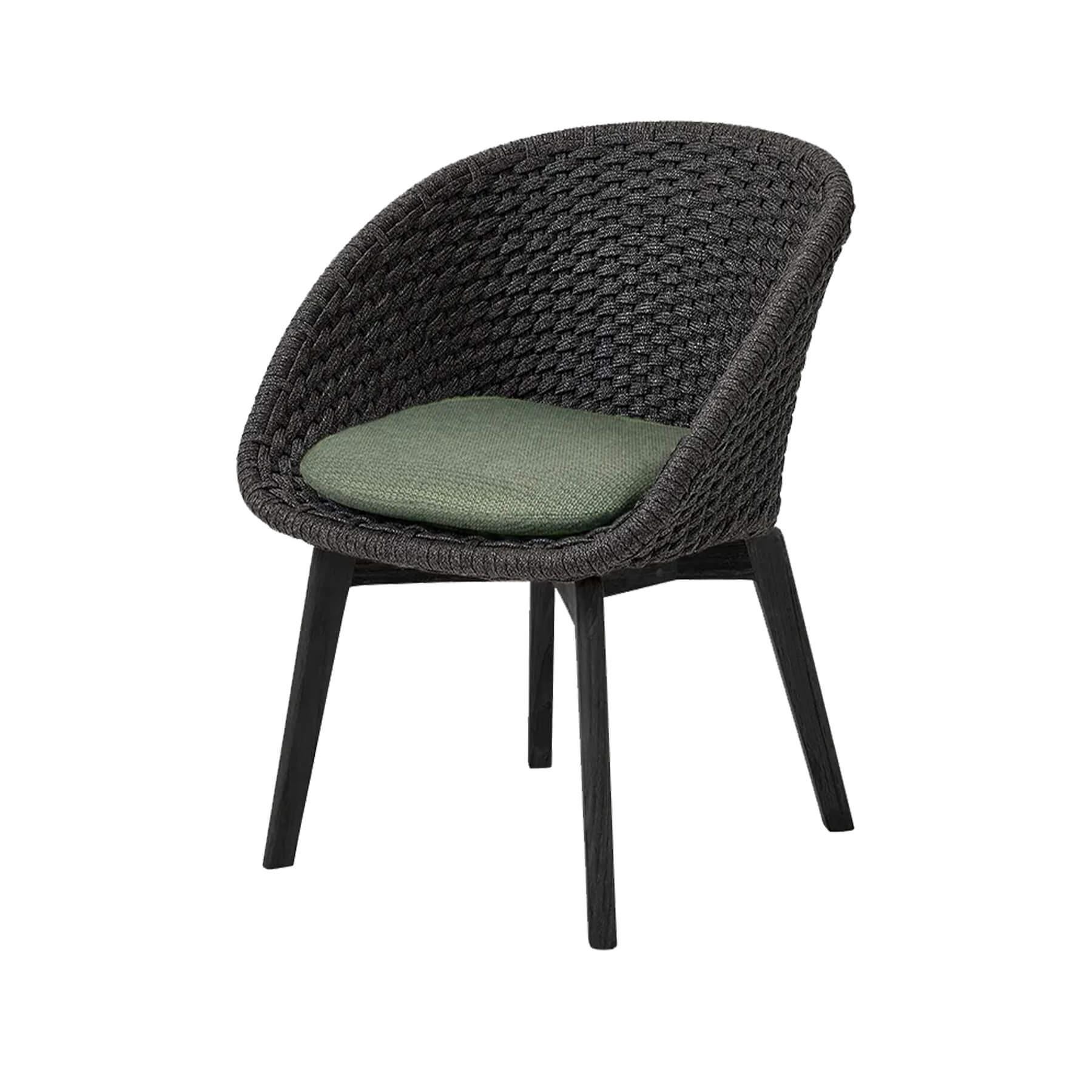 Caneline Peacock Outdoor Chair Black And Aluminium Legs Dark Green Cushion