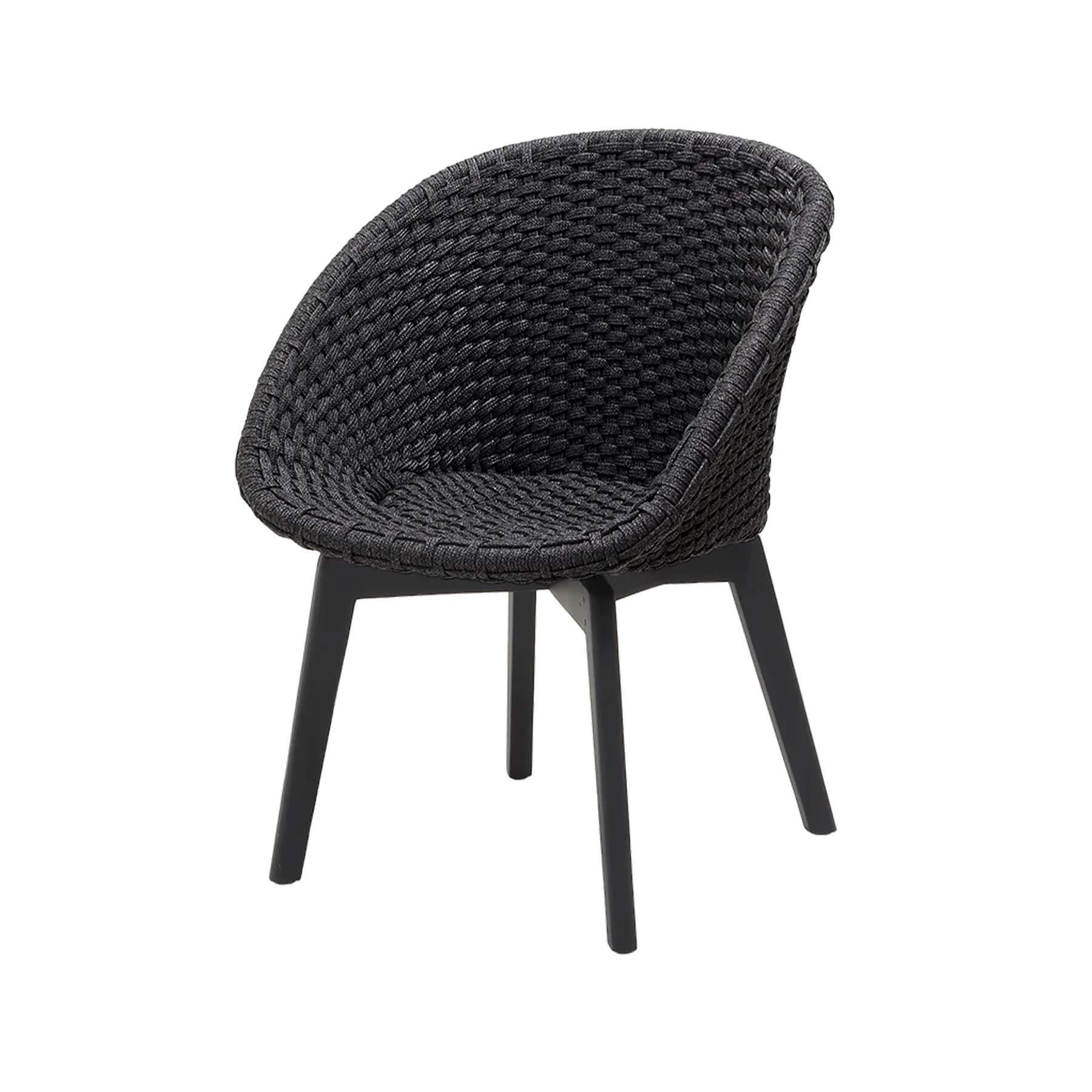 Caneline Peacock Outdoor Chair Black And Aluminium Legs No Cushion