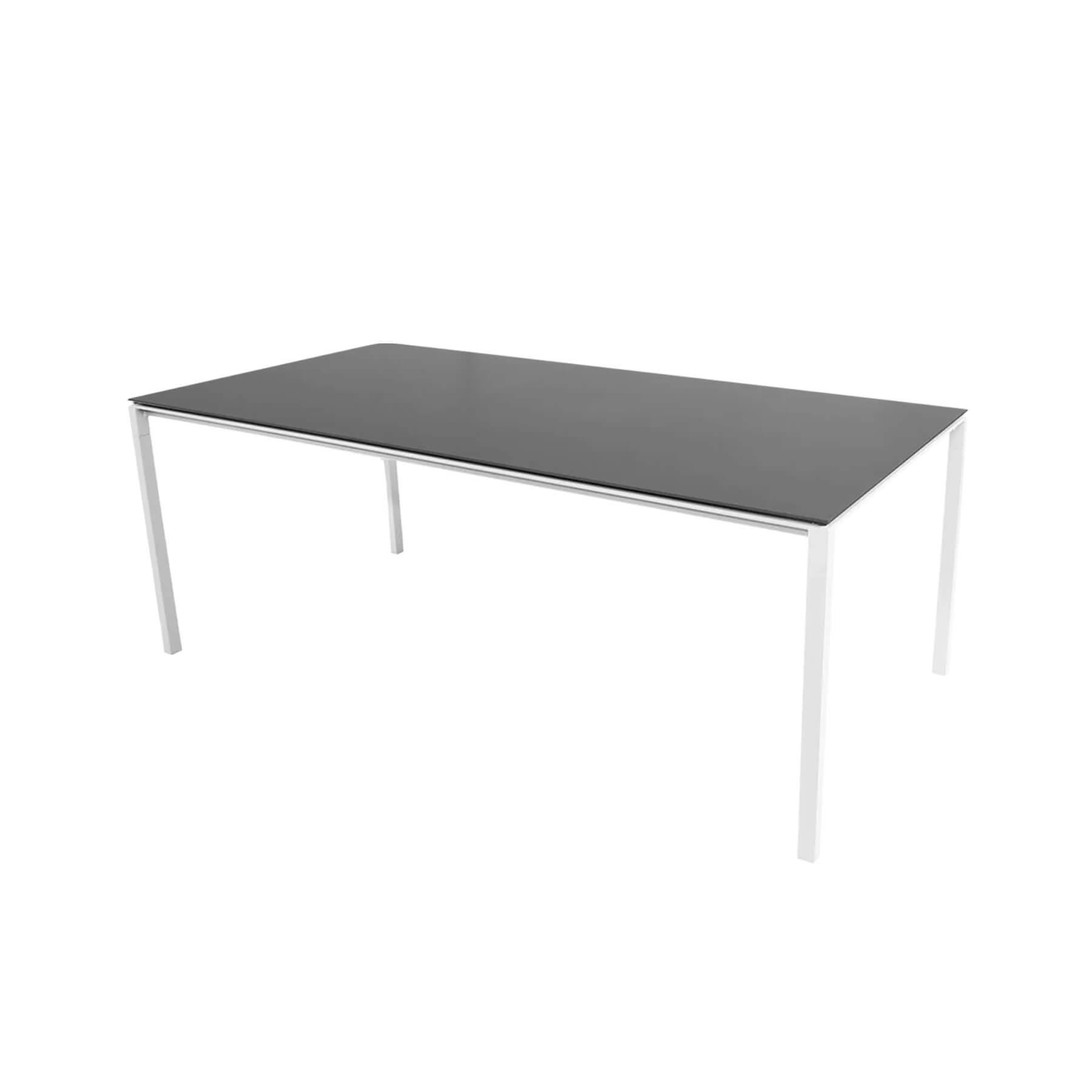 Caneline Pure Outdoor Dining Table Large Ceramic Nero Top White Legs Grey