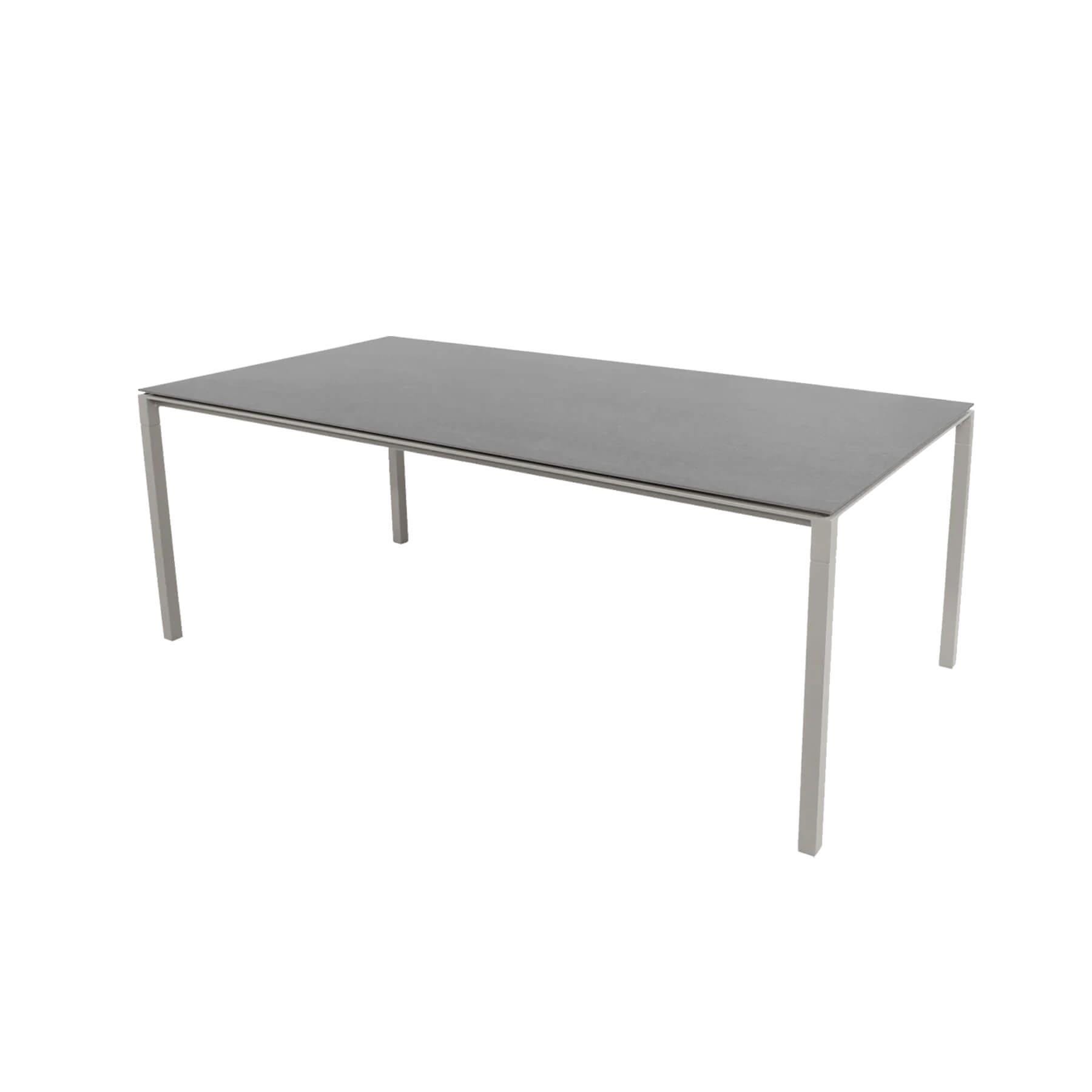 Caneline Pure Outdoor Dining Table Large Ceramic Basalt Top Taupe Legs Grey