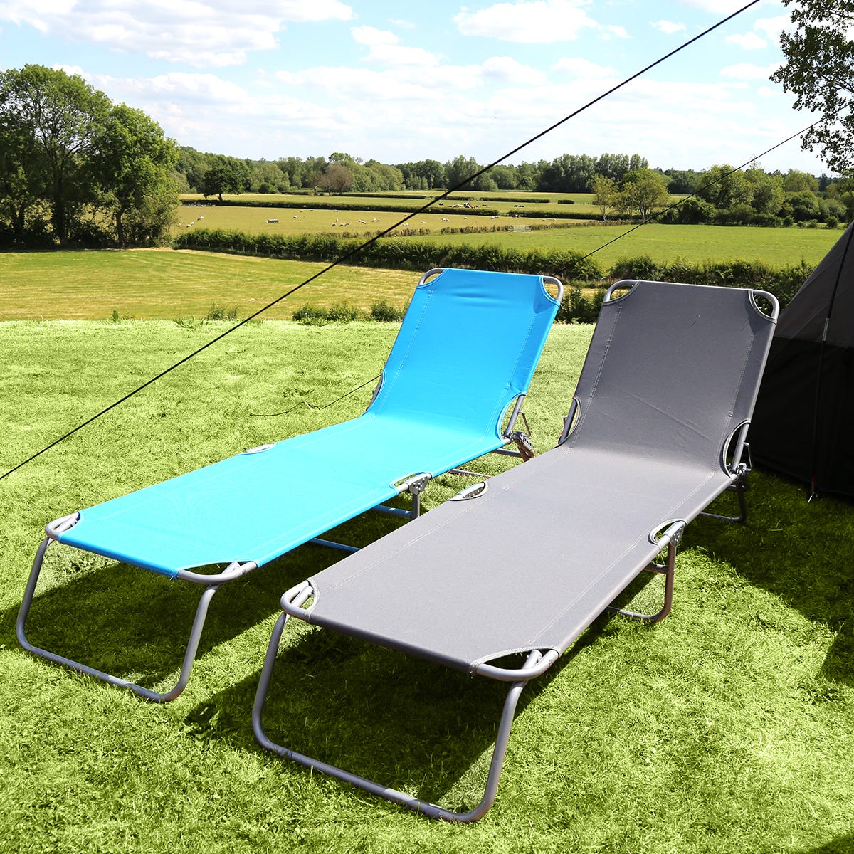 Charles Bentley Folding Sun Lounger Teal