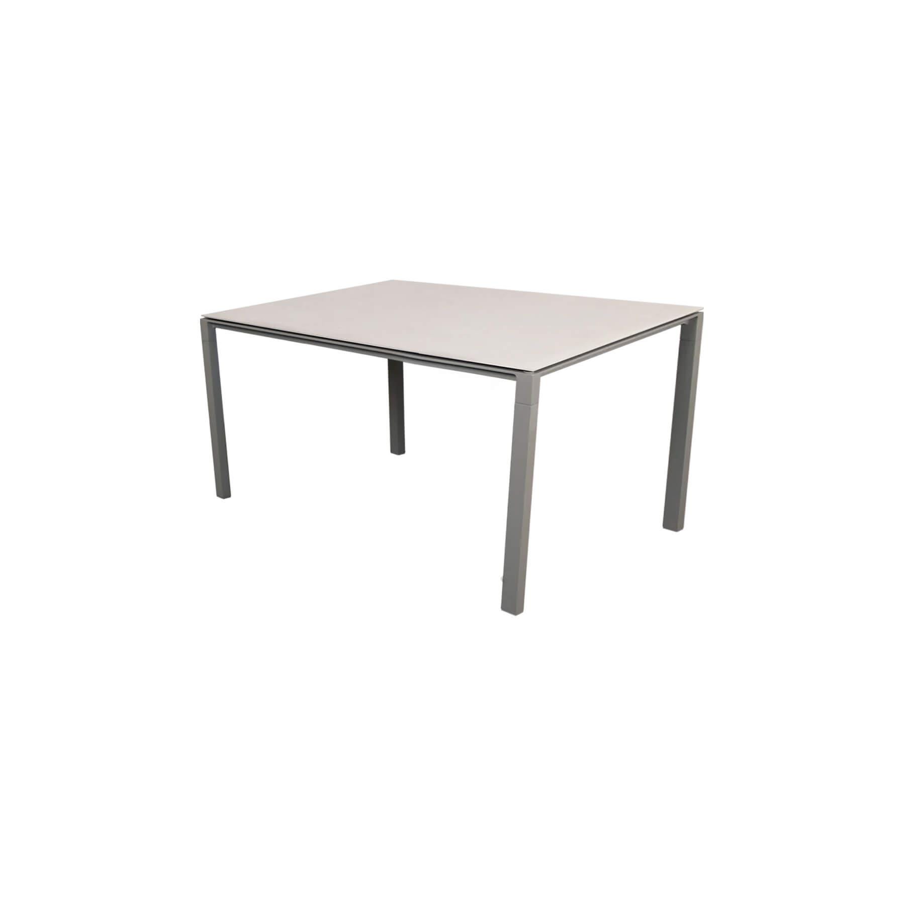 Caneline Pure Outdoor Dining Table Small Ceramic Toscana Sand Top Taupe Legs Grey