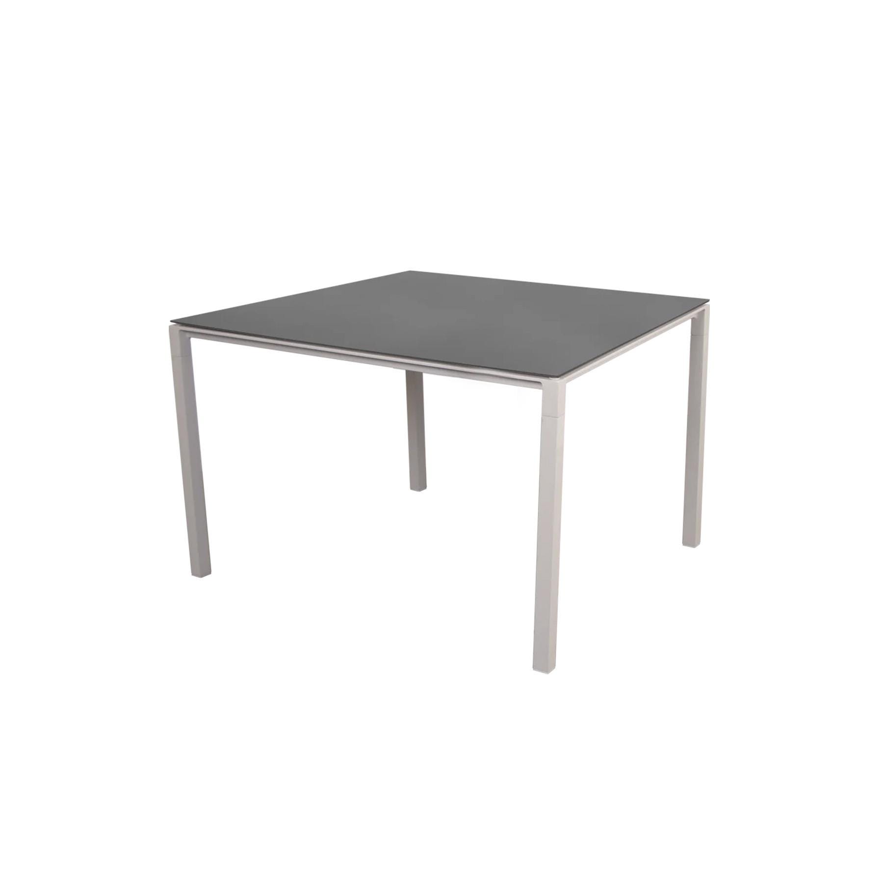 Caneline Pure Outdoor Dining Table Small Ceramic Nero Top Sand Legs Grey