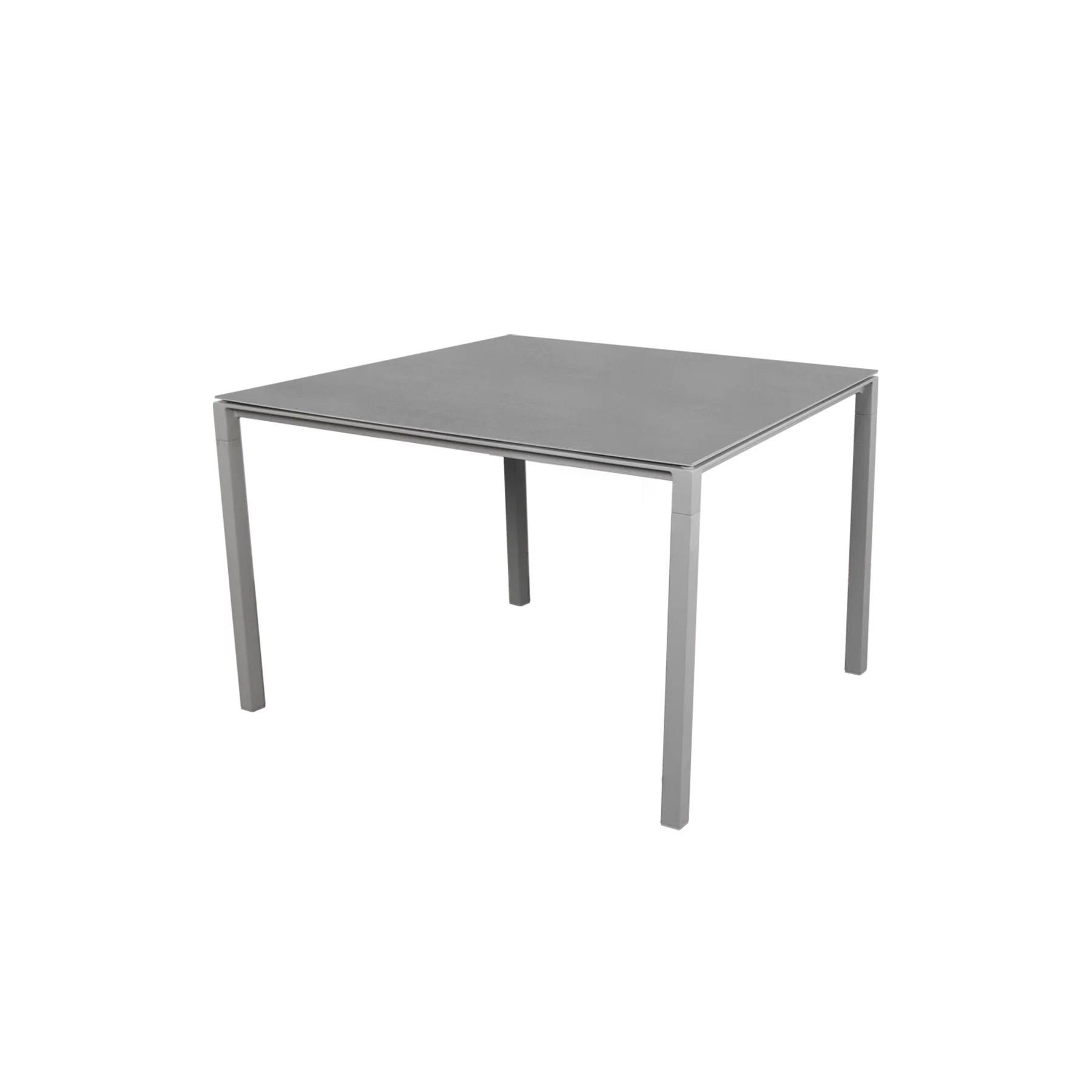 Caneline Pure Outdoor Dining Table Small Ceramic Basalt Top Light Grey Legs