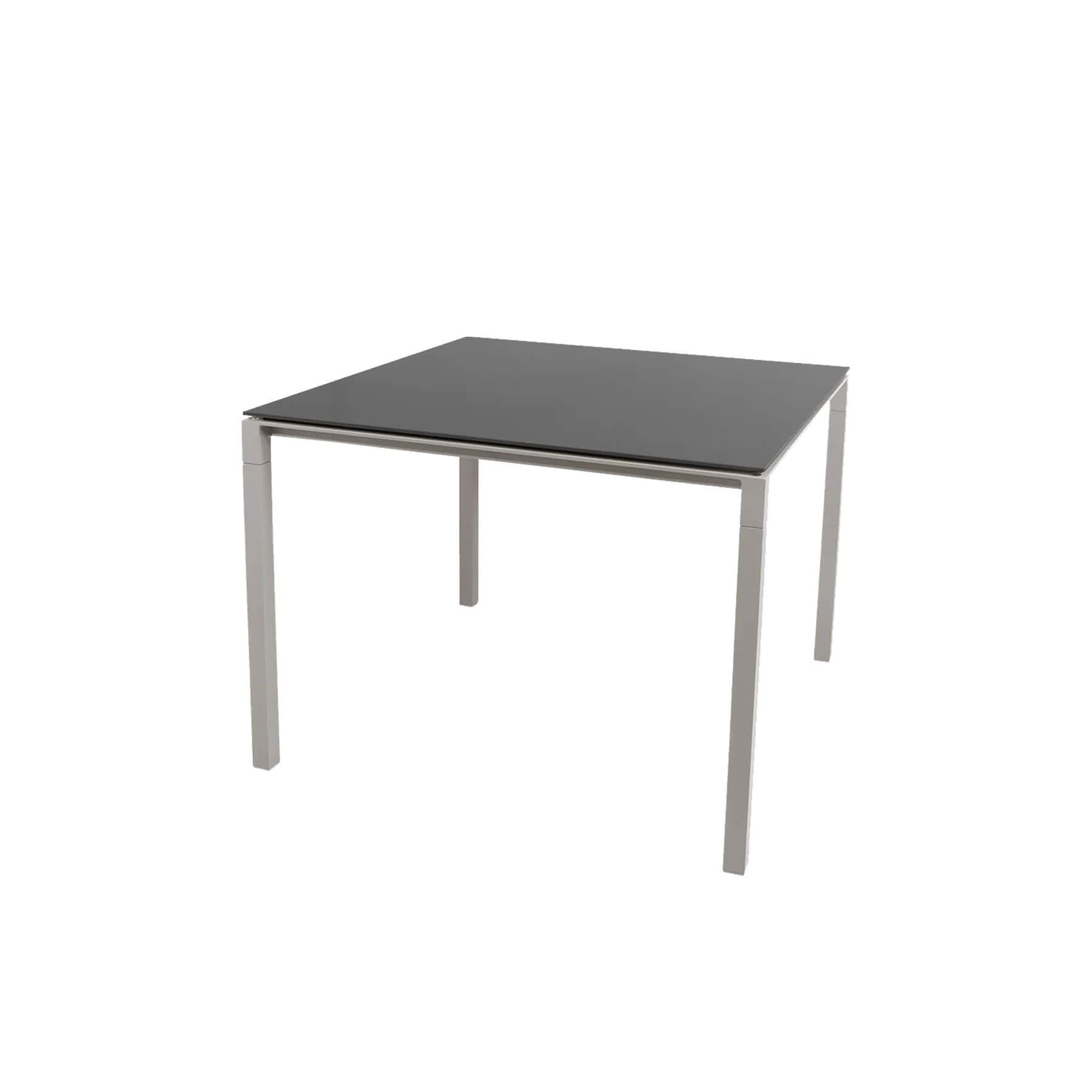 Caneline Pure Outdoor Dining Table Small Ceramic Nero Top Taupe Legs Grey