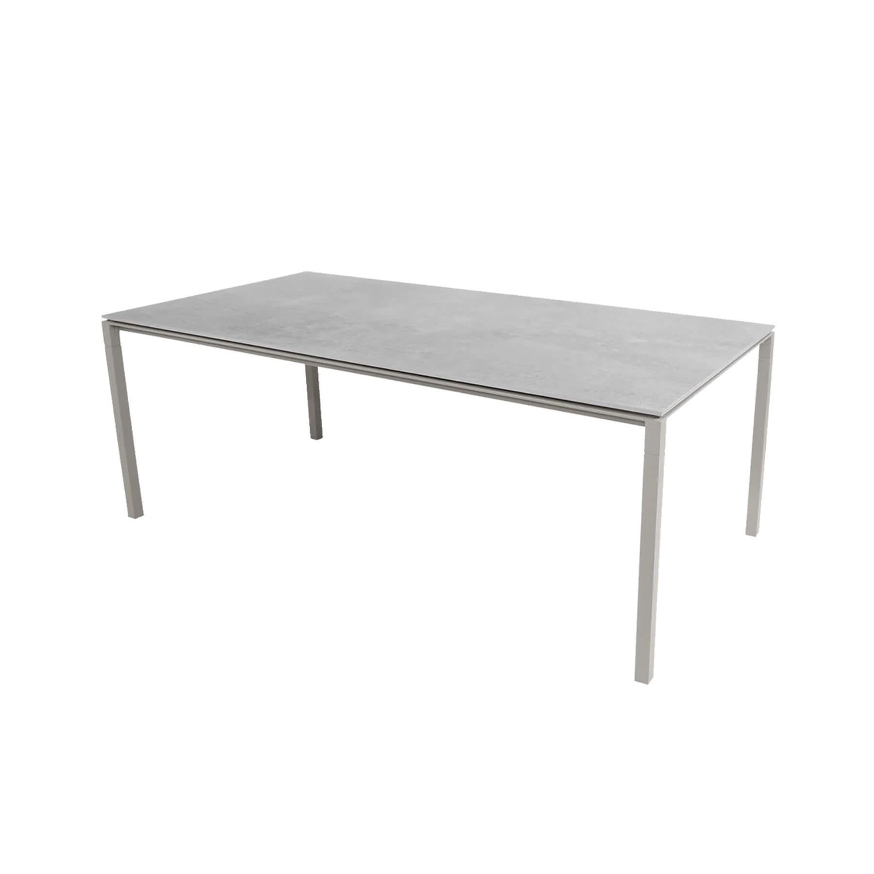 Caneline Pure Outdoor Dining Table Large Ceramic Fossil Grey Top Taupe Legs