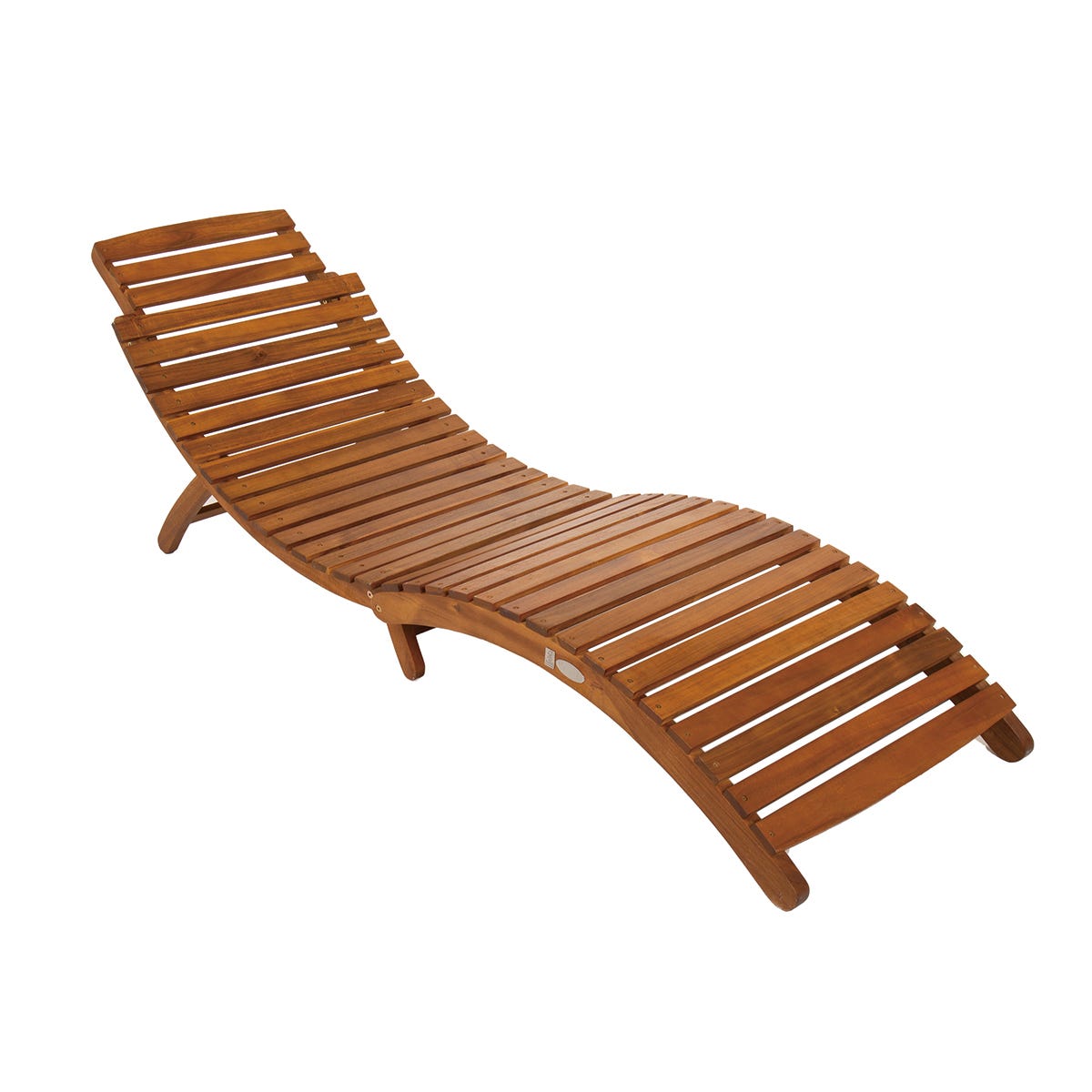Charles Bentley Fsc Acacia Wooden Curved Folding Sun Lounger