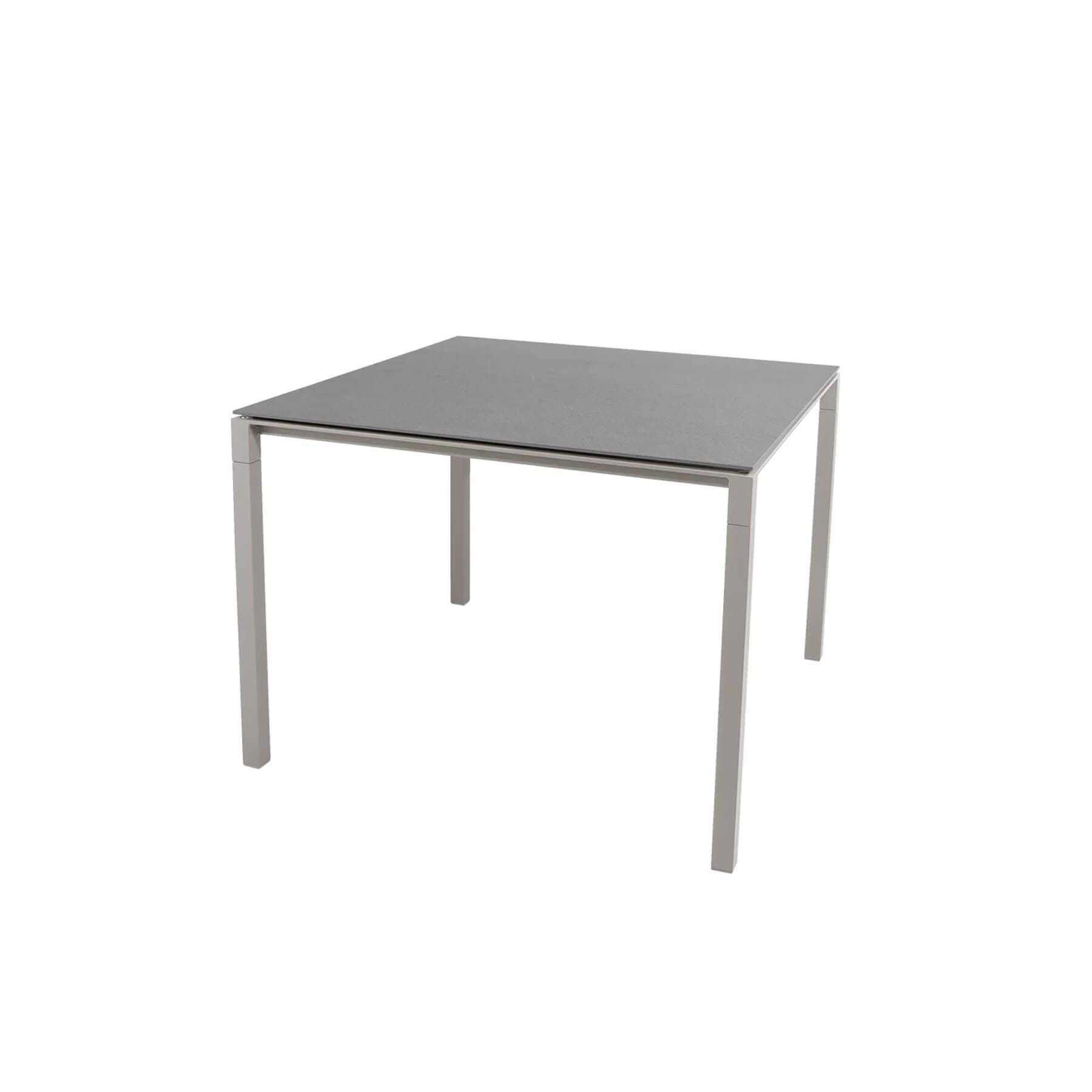 Caneline Pure Outdoor Dining Table Small Ceramic Basalt Top Taupe Legs Grey