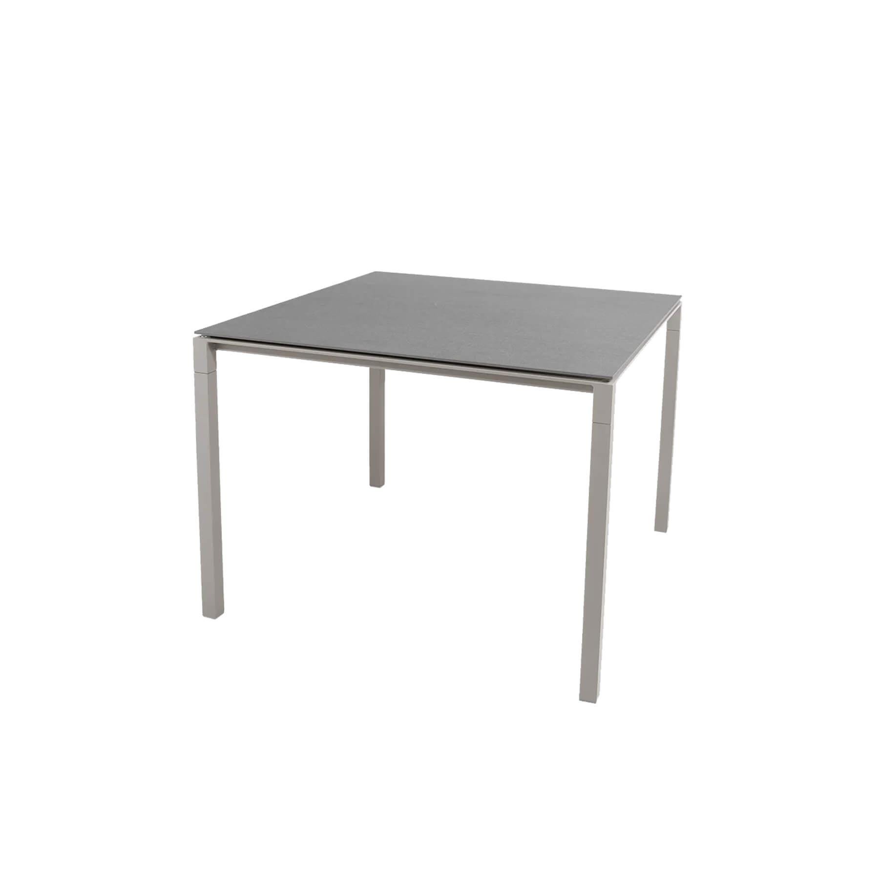 Caneline Pure Outdoor Dining Table Small Ceramic Concrete Grey Top Taupe Legs