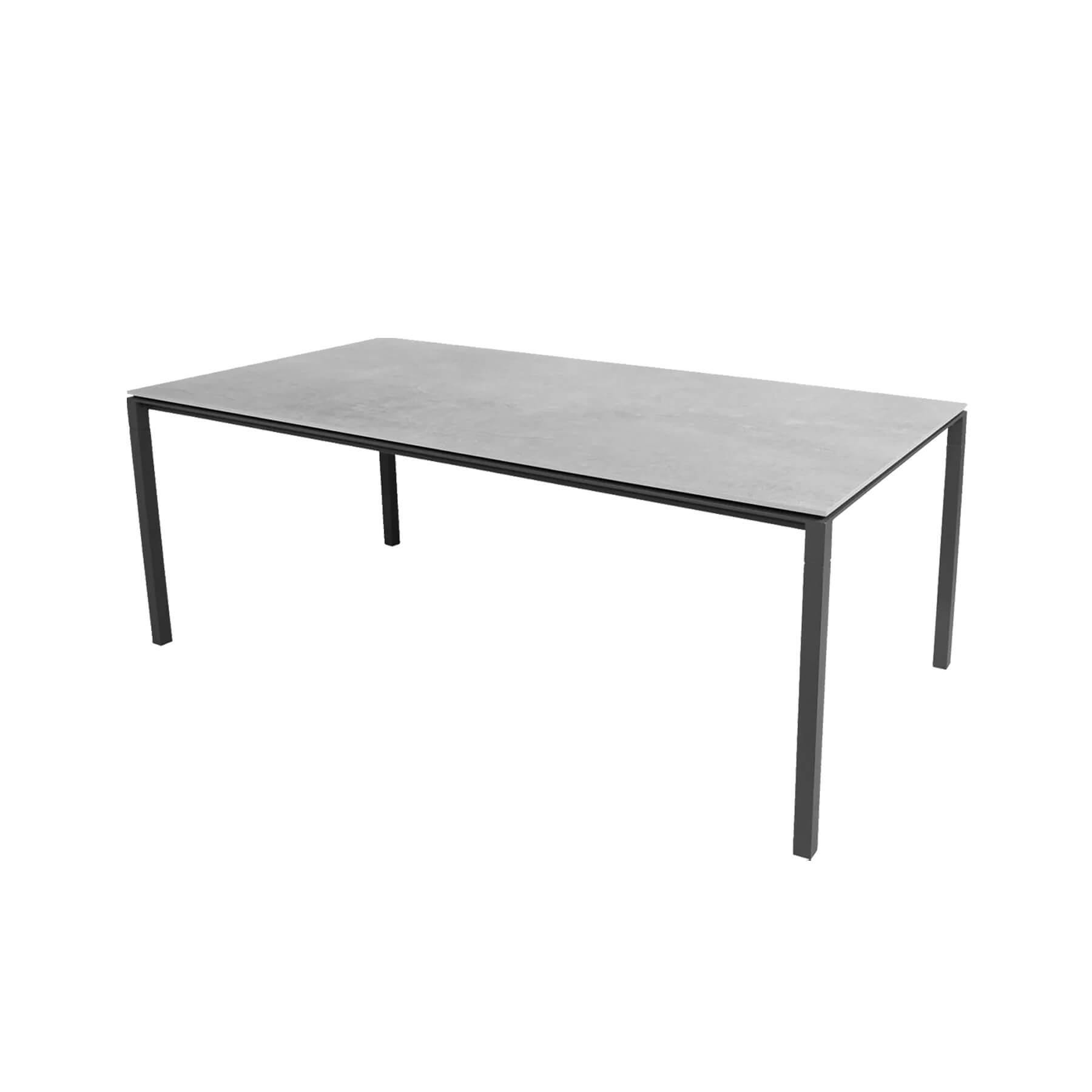 Caneline Pure Outdoor Dining Table Large Ceramic Fossil Grey Top Lava Grey Legs