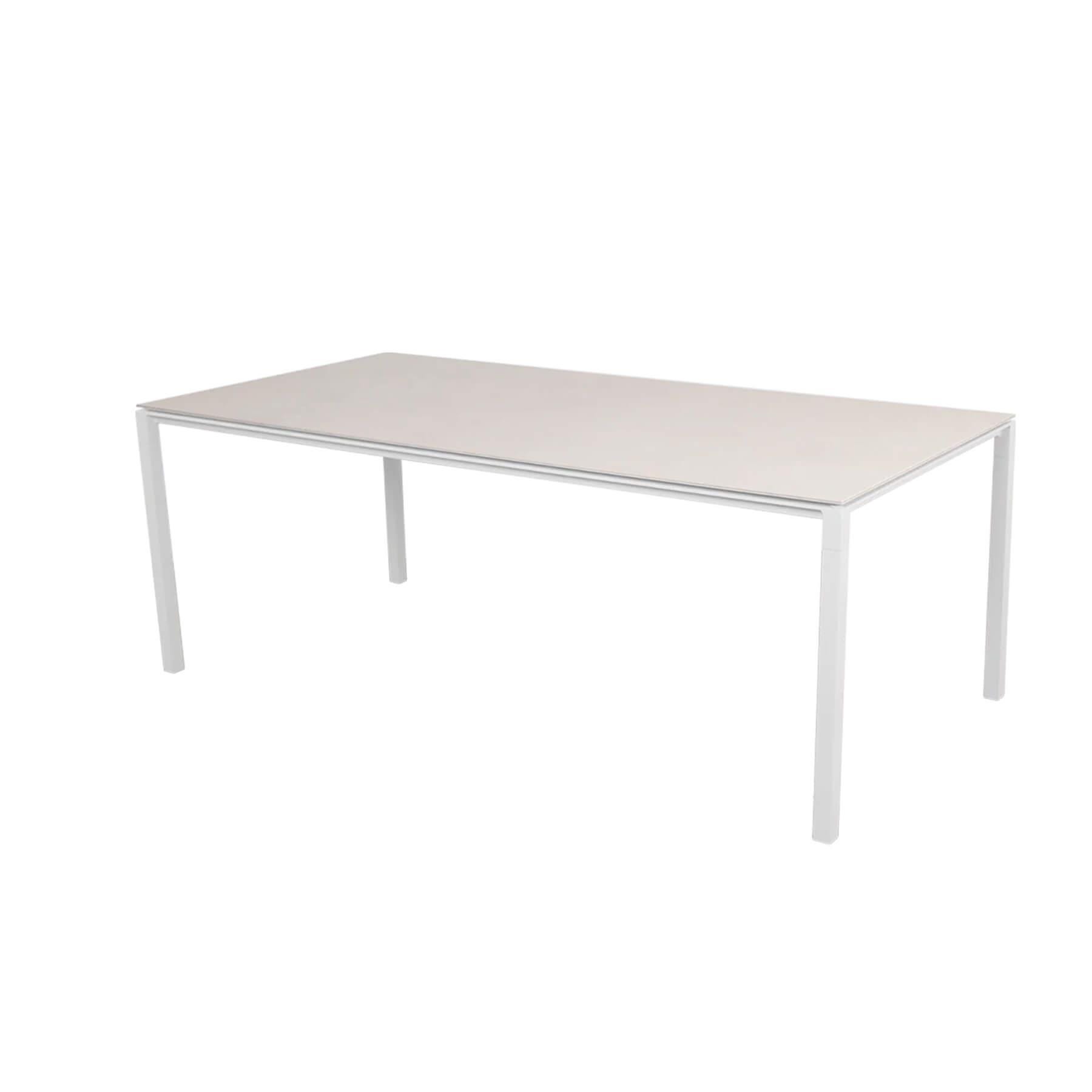 Caneline Pure Outdoor Dining Table Large Ceramic Toscana Sand Top White Legs Grey