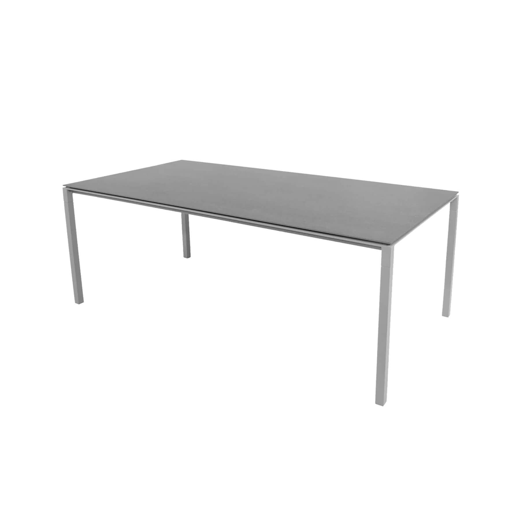 Caneline Pure Outdoor Dining Table Large Ceramic Basalt Top Light Grey Legs