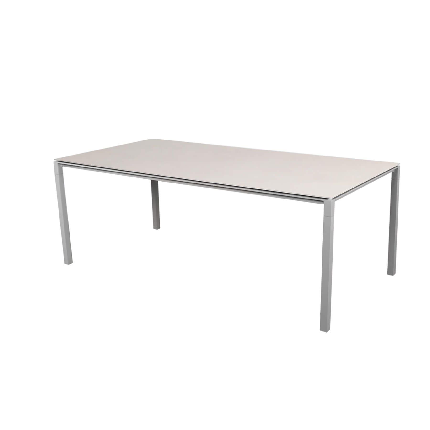 Caneline Pure Outdoor Dining Table Large Ceramic Toscana Sand Top Light Grey Legs
