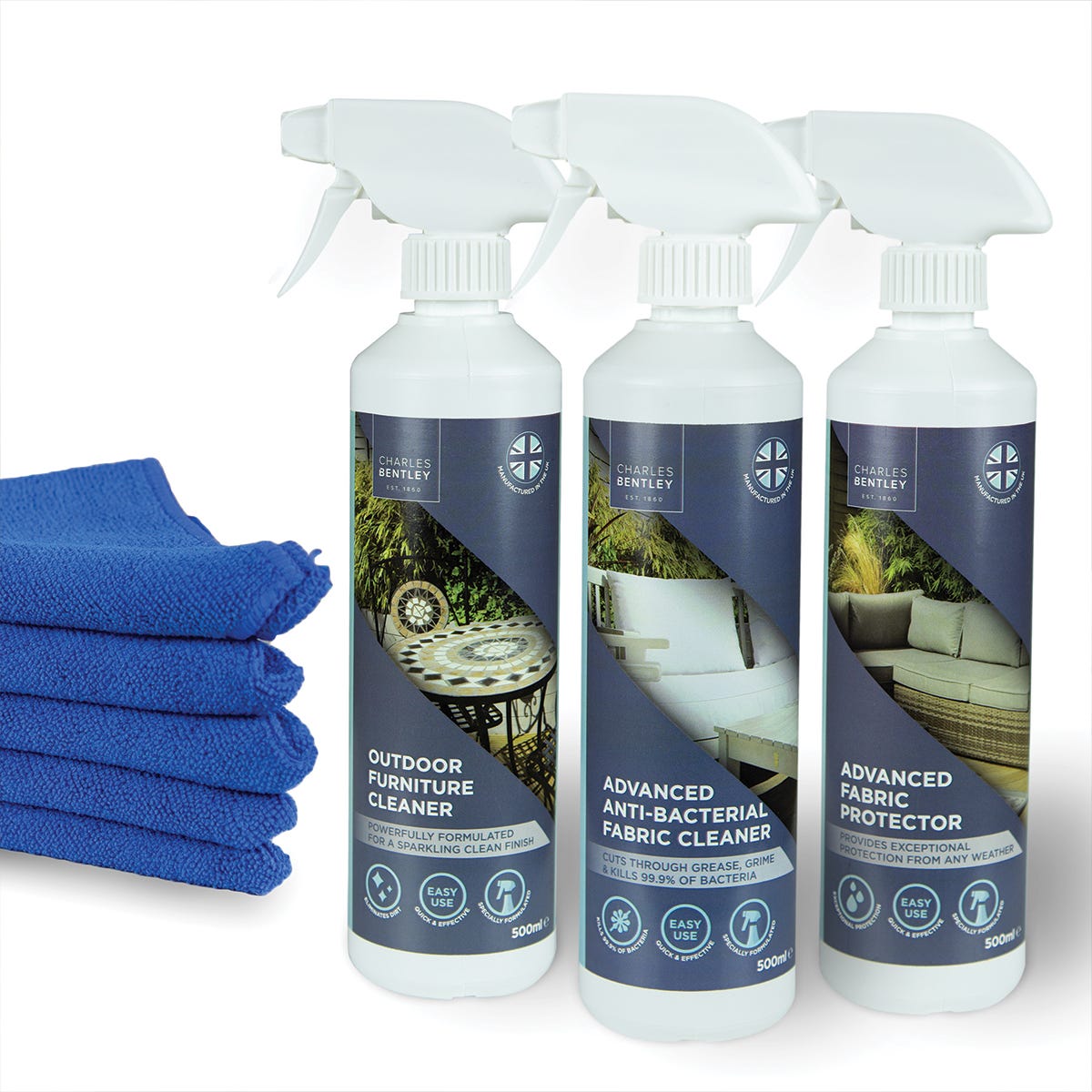 Charles Bentley Outdoor Furniture Cleaner Fabric Cleaner And Protector With Microfiber Cloths