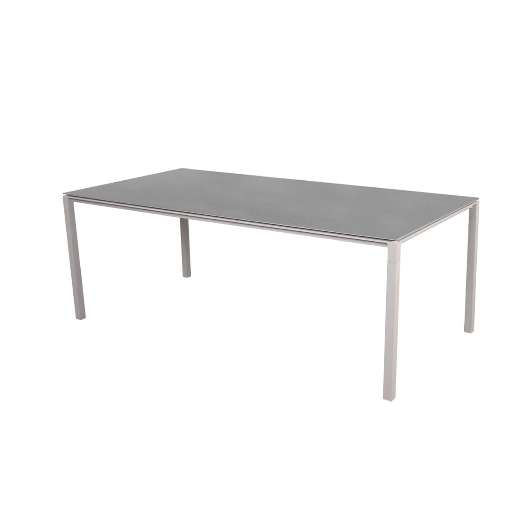Caneline Pure Outdoor Dining Table Large Ceramic Basalt Top Sand Legs Grey