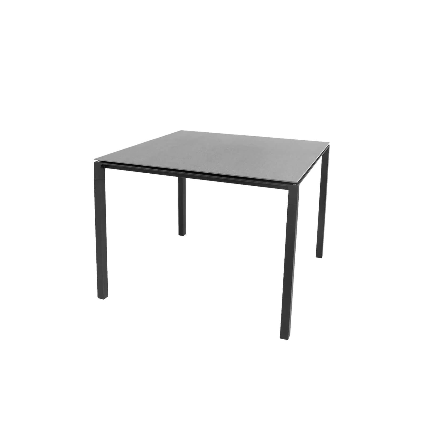 Caneline Pure Outdoor Dining Table Small Ceramic Basalt Top Lava Grey Legs