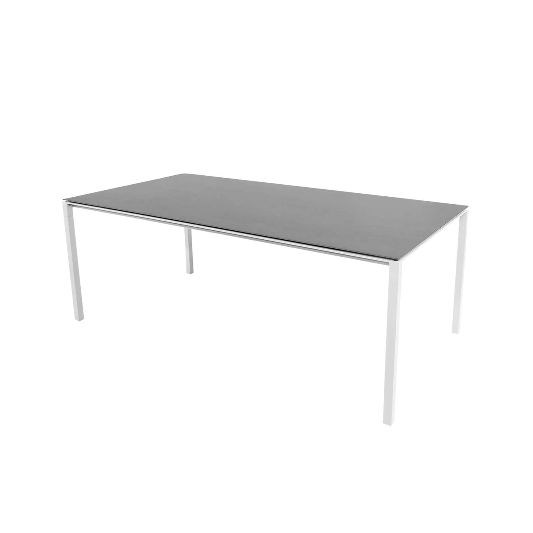 Caneline Pure Outdoor Dining Table Large Ceramic Basalt Top White Legs Grey