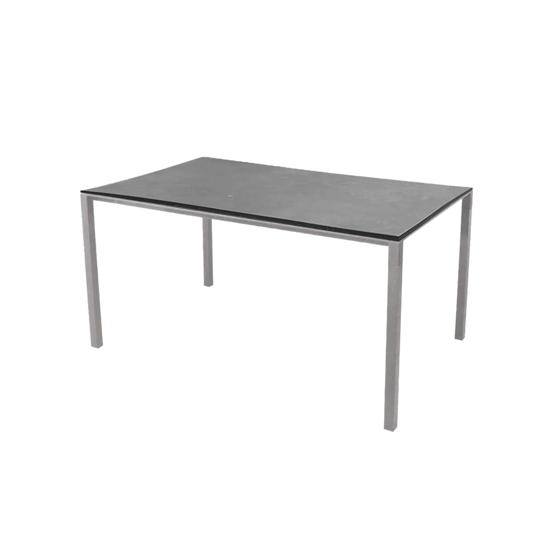 Caneline Pure Outdoor Dining Table Medium Ceramic Fossil Black Top Light Grey Legs