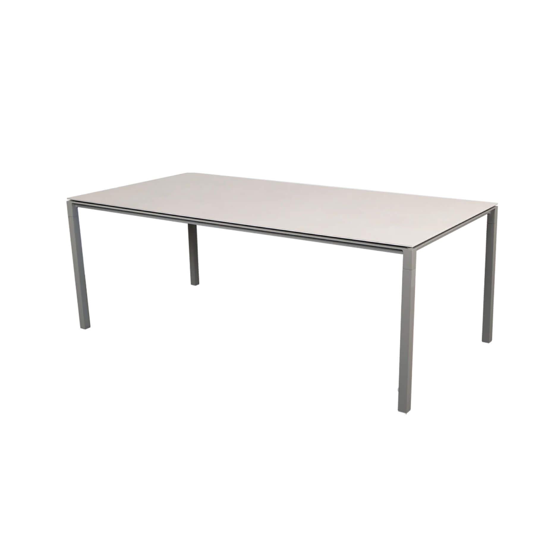 Caneline Pure Outdoor Dining Table Large Ceramic Toscana Sand Top Taupe Legs Grey