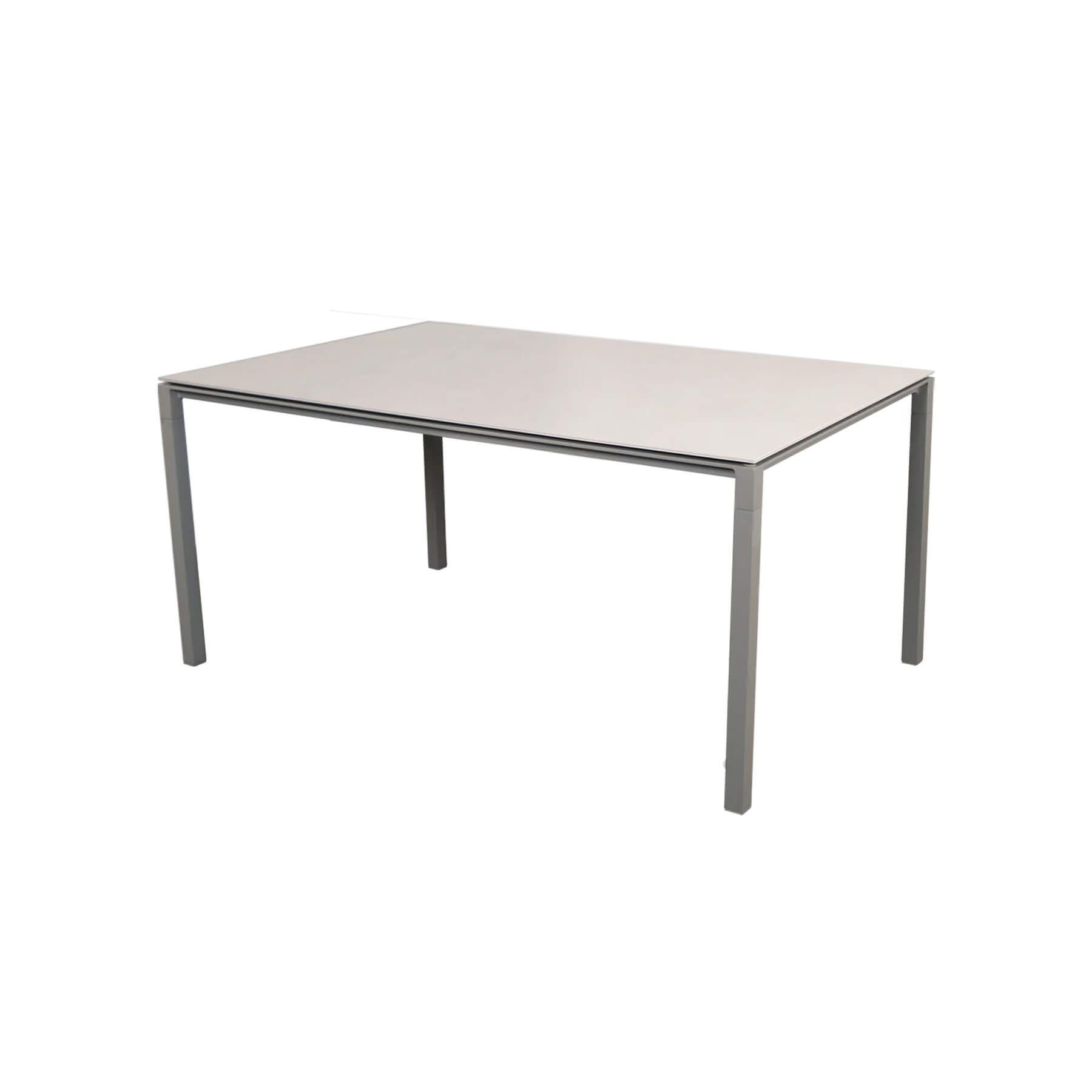 Caneline Pure Outdoor Dining Table Medium Ceramic Toscana Sand Top Taupe Legs Grey