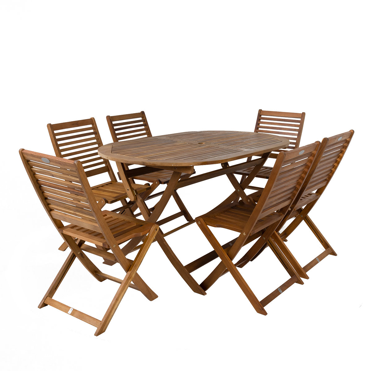 Charles Bentley Fsc Acacia Wooden Furniture Patio Oval Table 6 Chairs 7 Piece Set