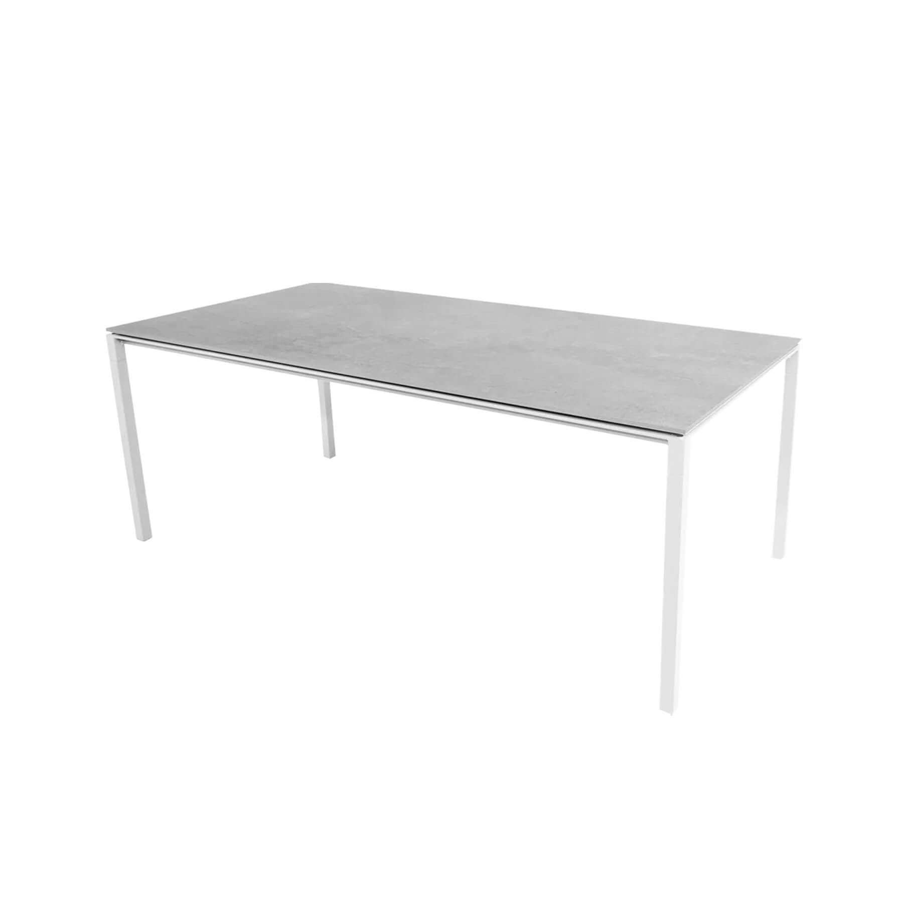 Caneline Pure Outdoor Dining Table Large Ceramic Fossil Grey Top White Legs