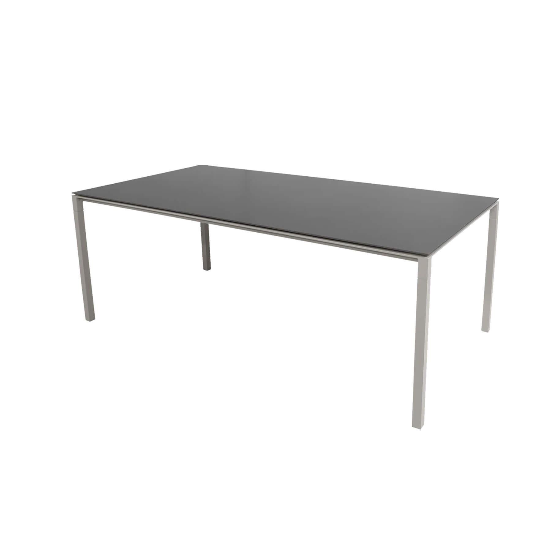 Caneline Pure Outdoor Dining Table Large Ceramic Nero Top Taupe Legs Grey