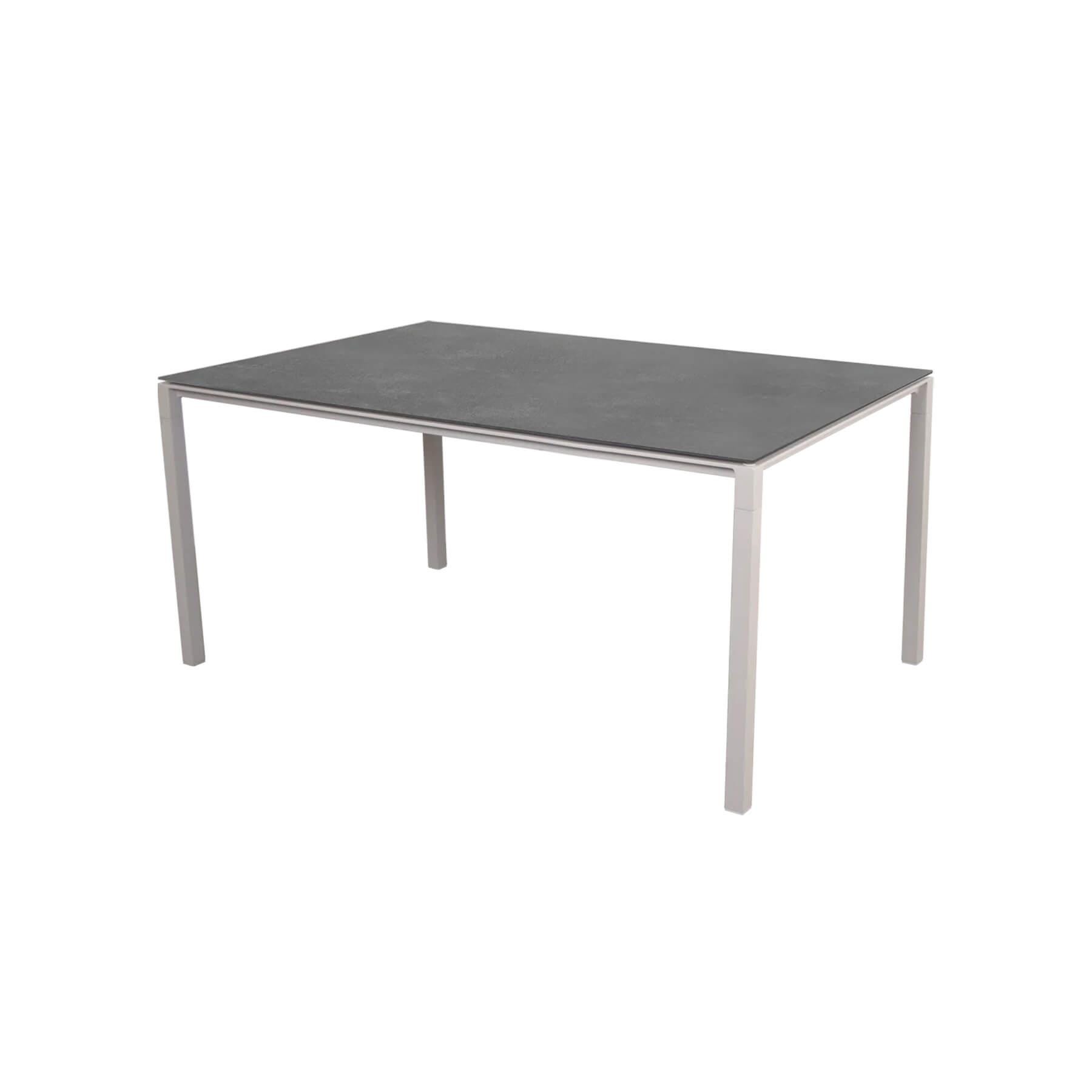 Caneline Pure Outdoor Dining Table Medium Ceramic Fossil Black Top Sand Legs Grey