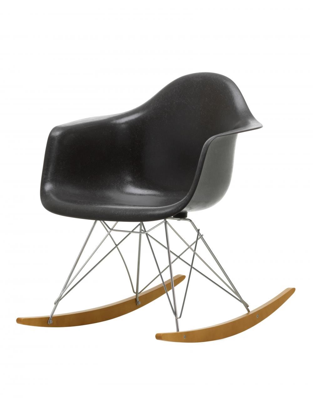 Eames Rar Fibreglass Rocking Chair Chrome Base Elephant Grey