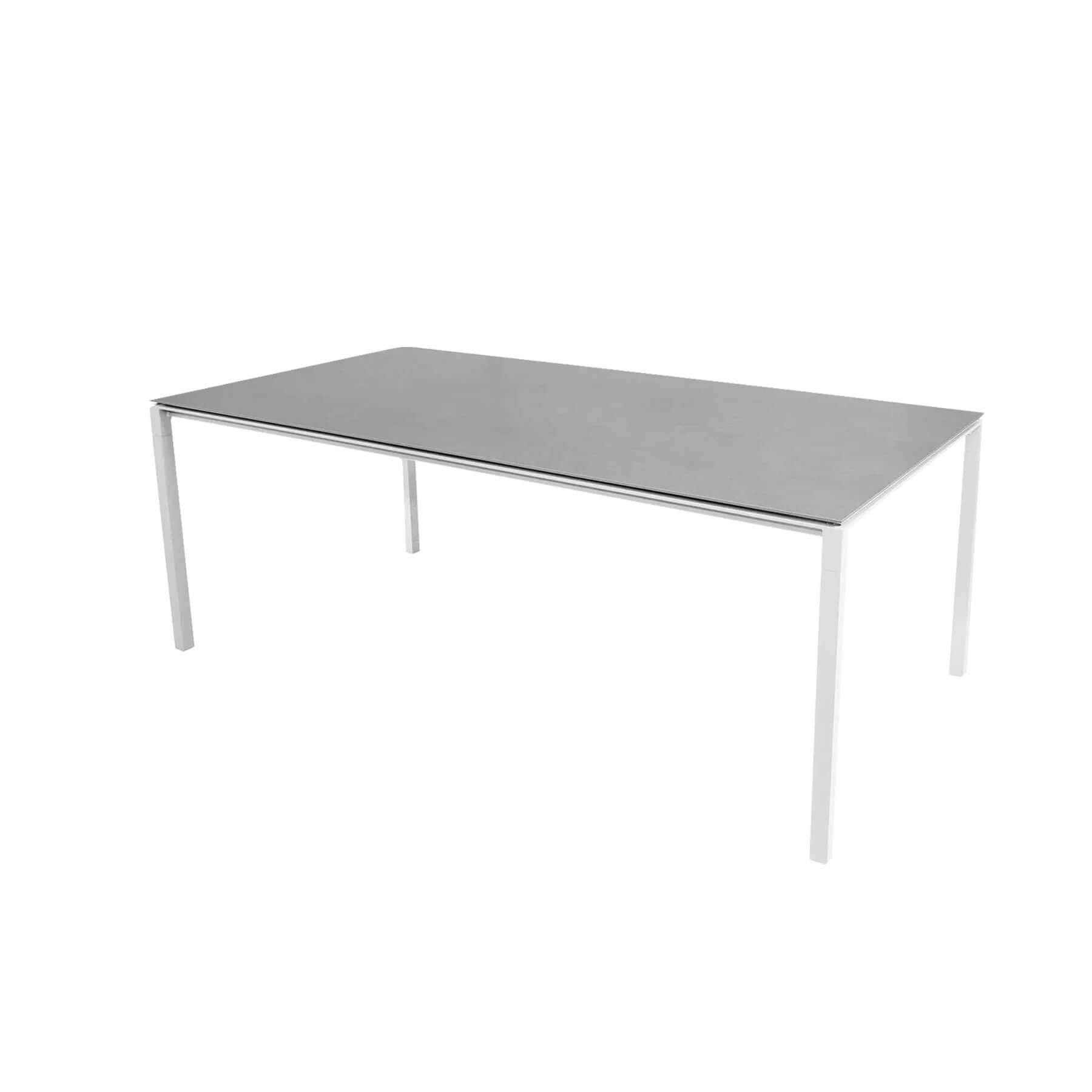 Caneline Pure Outdoor Dining Table Large Ceramic Concrete Grey Top White Legs